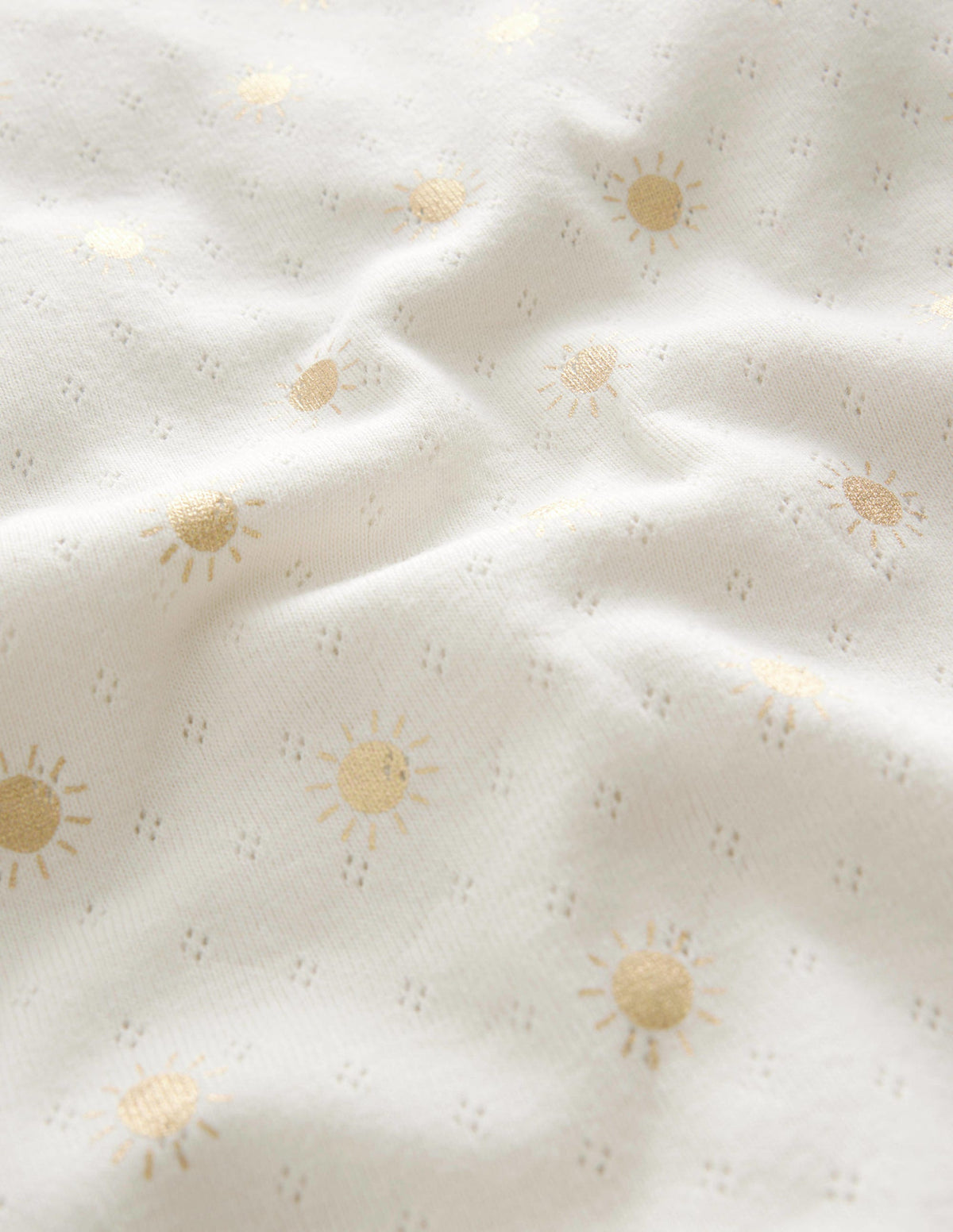 Short-Sleeved Pointelle Top-Ivory/Gold Suns - Image 3