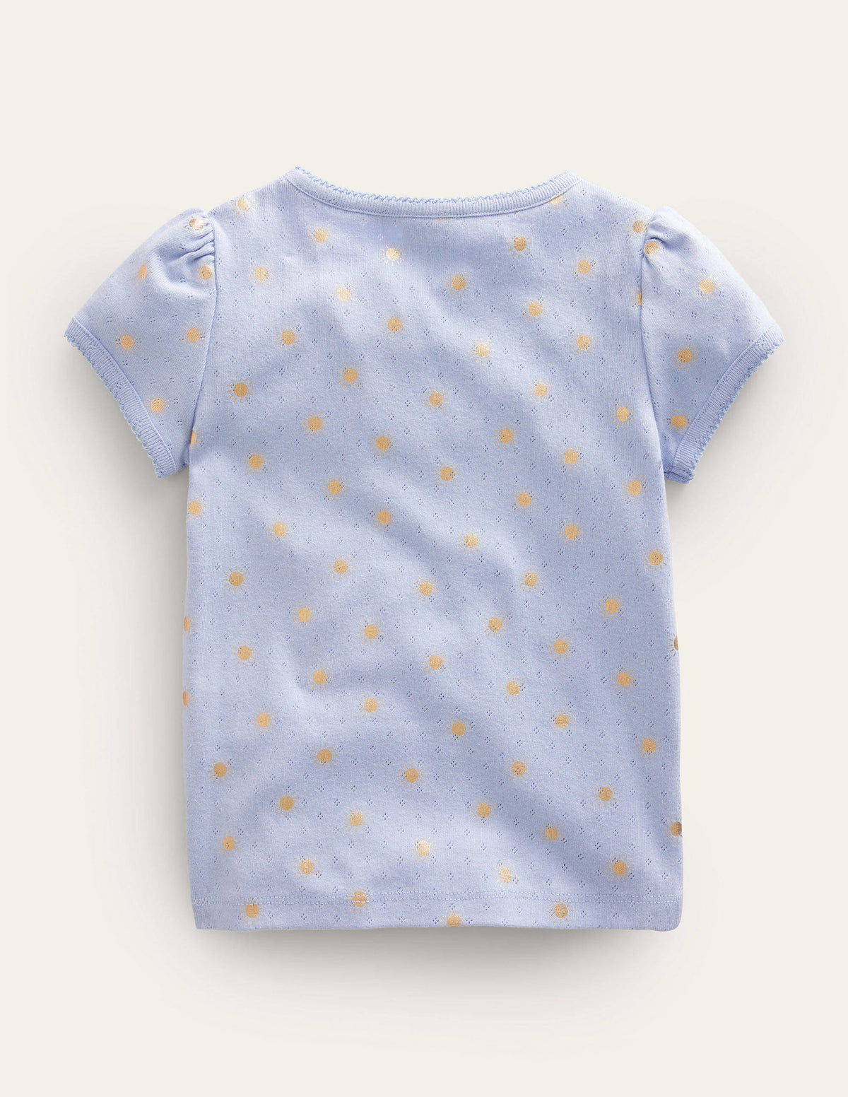 Short-Sleeved Pointelle Top-Brunnera Blue/Gold Suns - Image 2