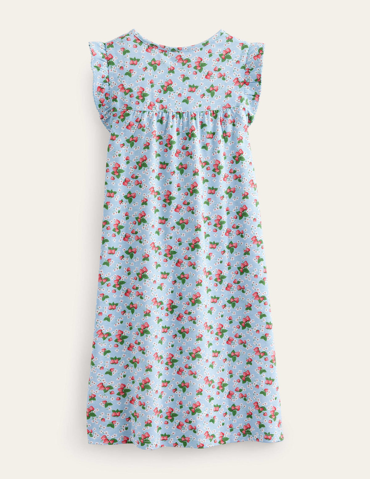 Printed Short-sleeved Nightie-Surf Blue Strawberries - Image 2