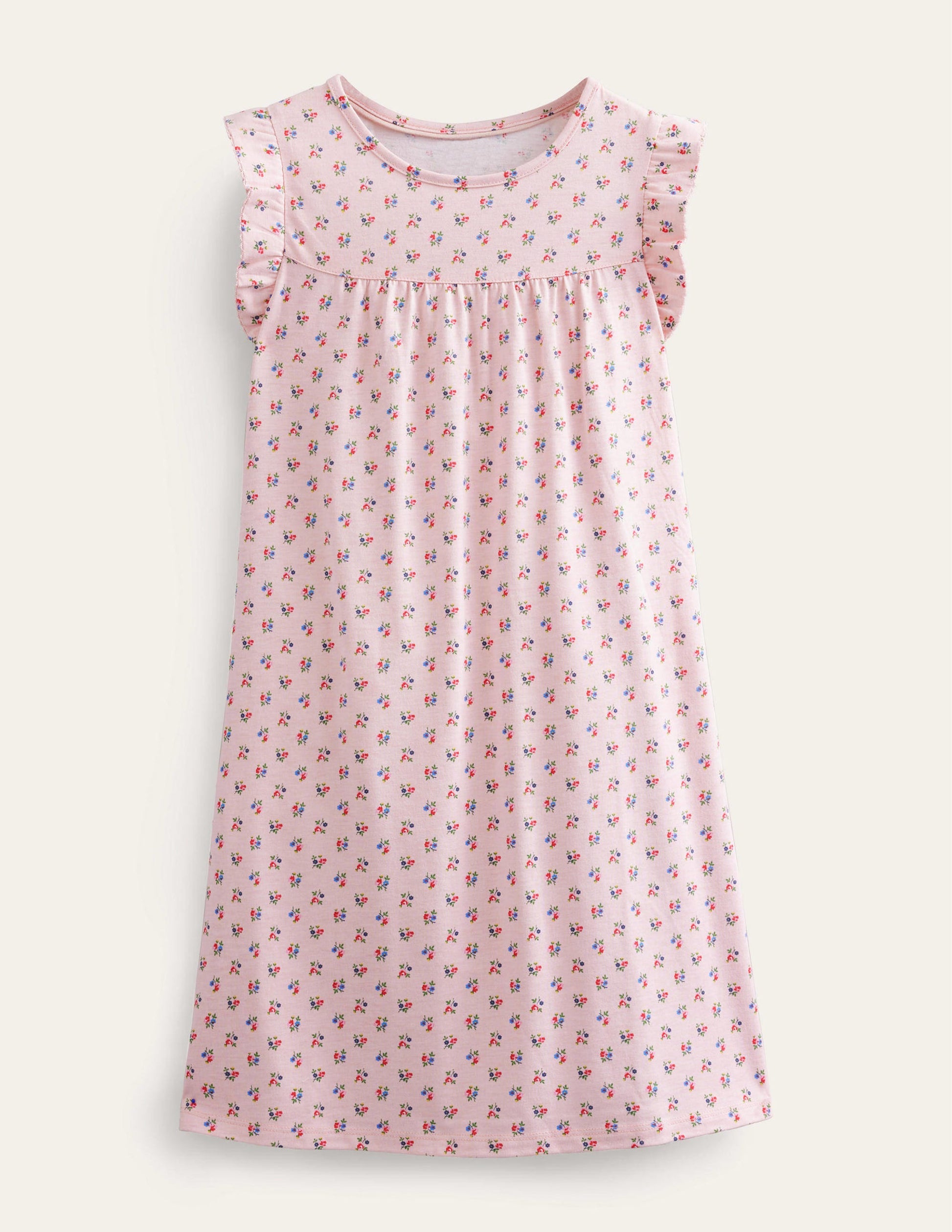 Printed Short-sleeved Nightie-Provence Dusty Pink Floral-1