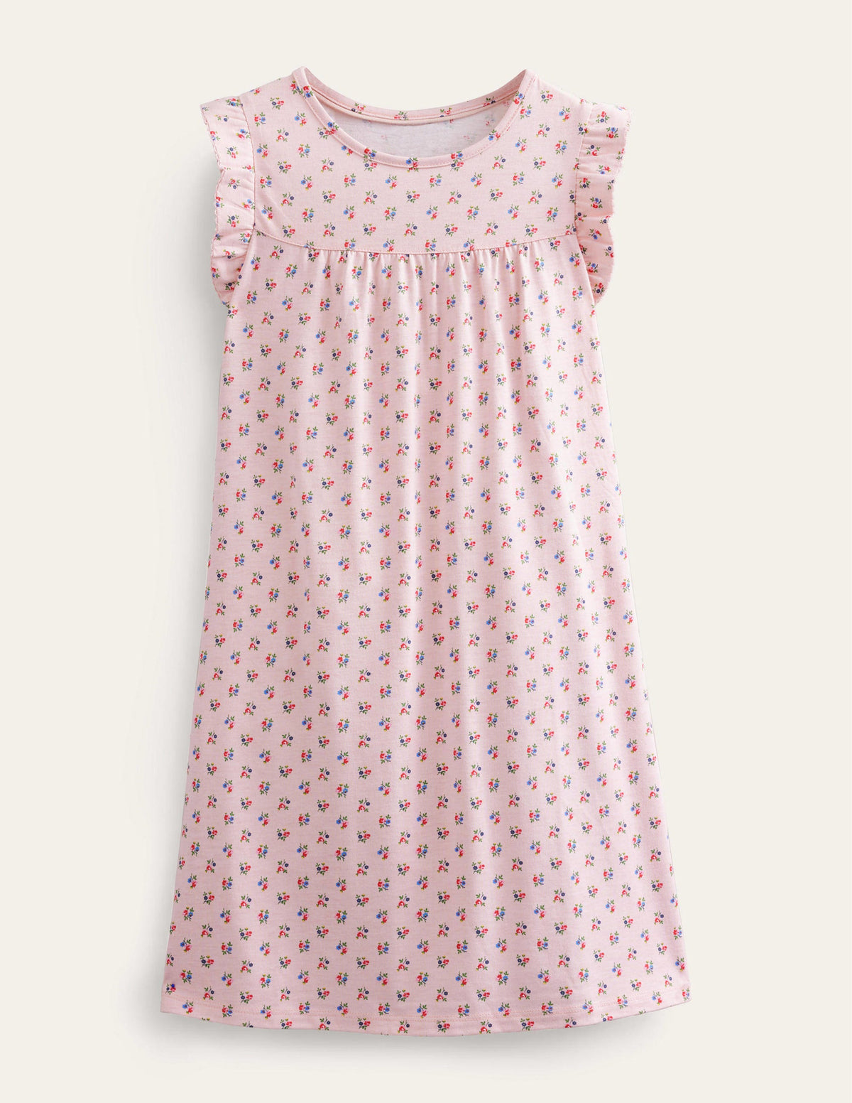 Printed Short-sleeved Nightie-Provence Dusty Pink Floral - Image 1