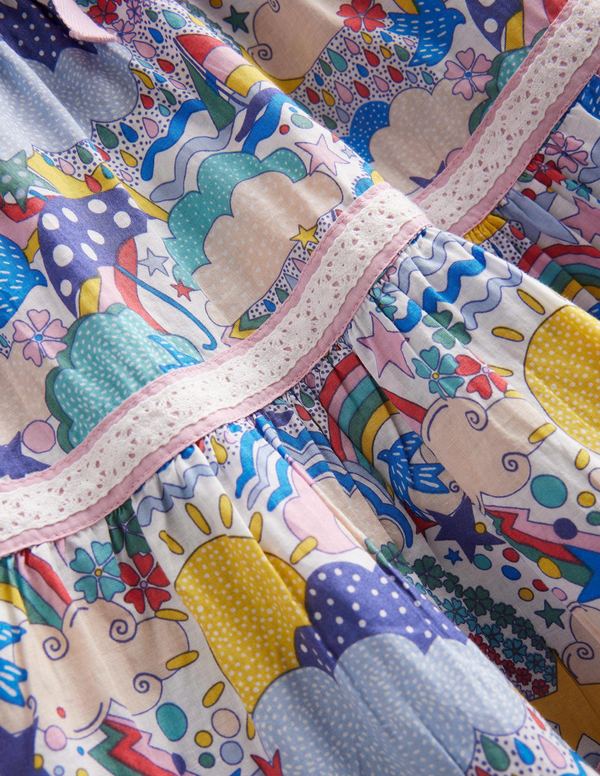 Midi Tiered Skirt-Ivory Multi Weather - Image 3