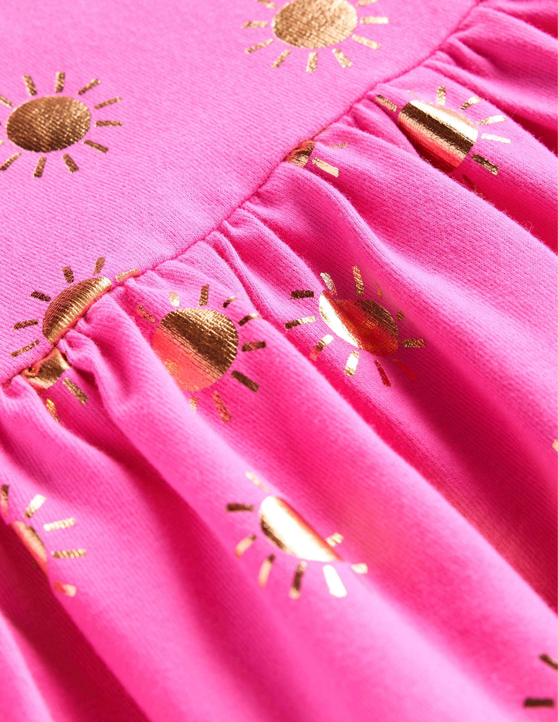 Short Sleeve Fun Jersey Dress-Tickled Pink/Gold Suns-3