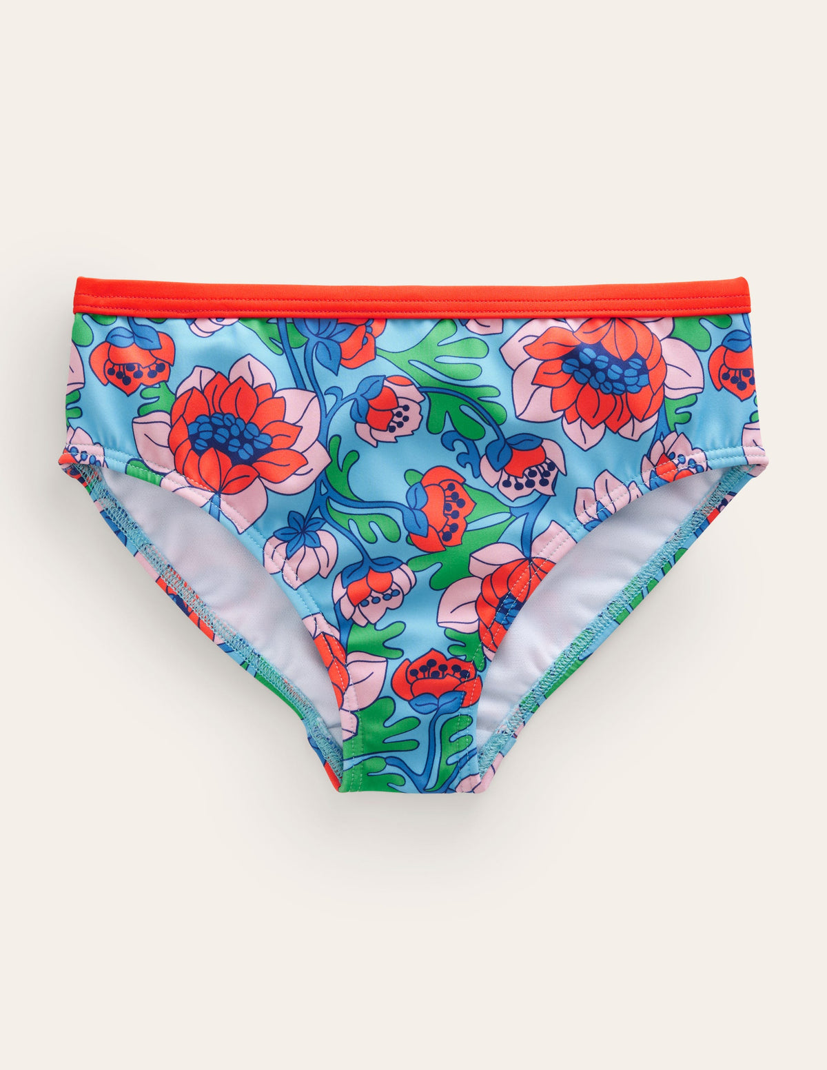 Patterned Bikini Bottoms-Red Poppy Spring Time Floral - Image 1
