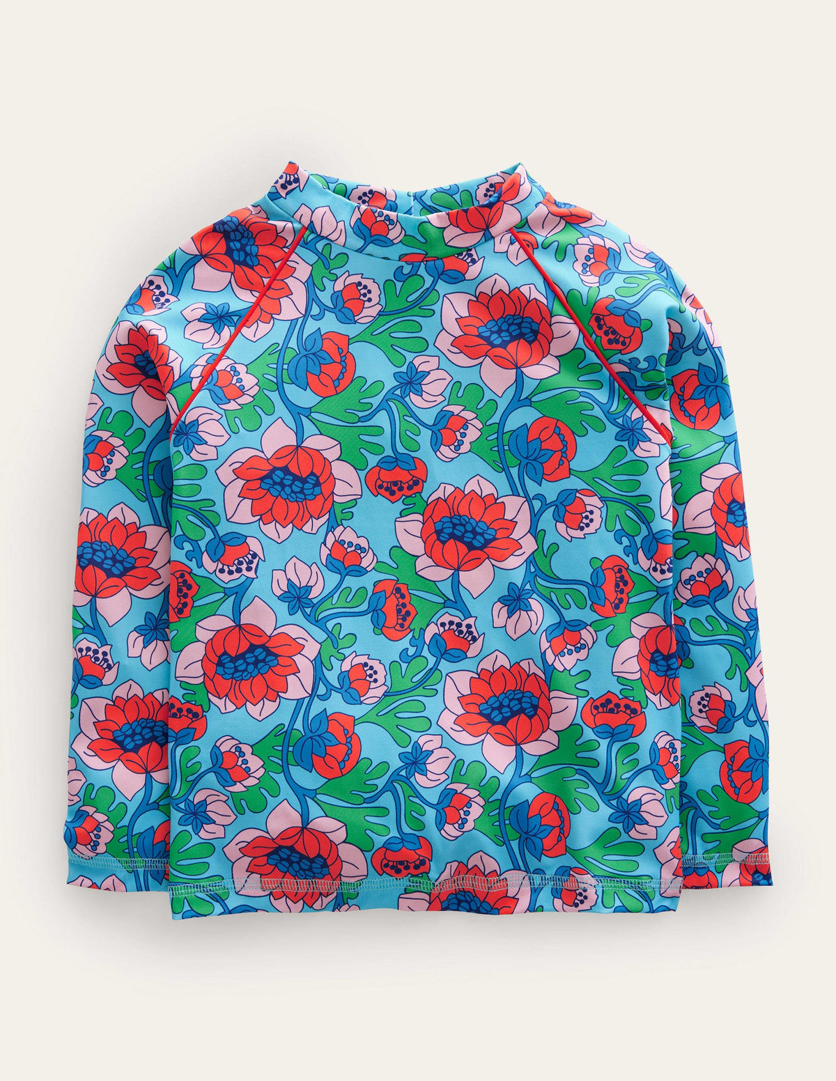 Patterned Rash Vest-Red Poppy Spring Time Floral-1