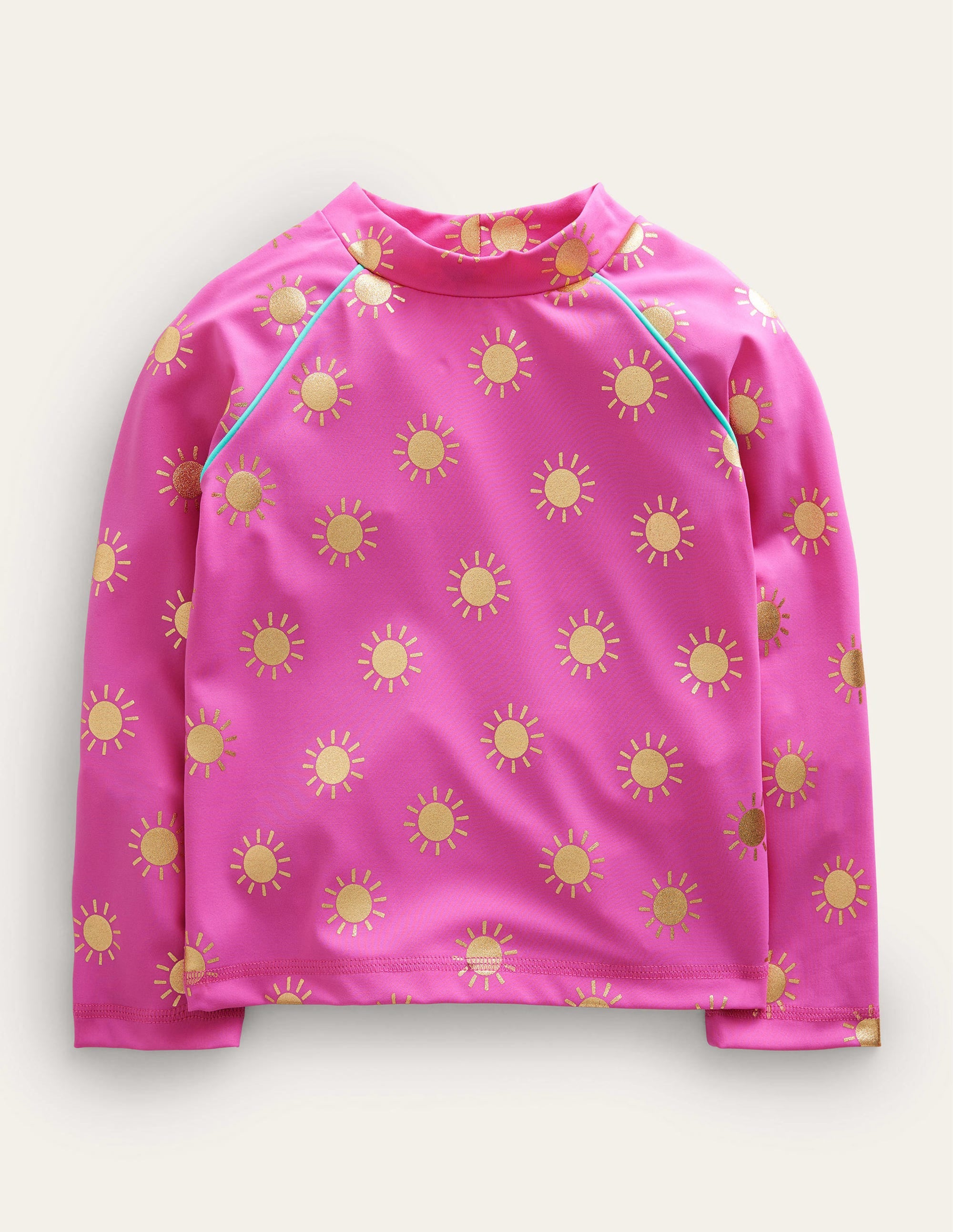 Patterned Rash Vest-Tickled Pink Gold Foil Suns - Image 1