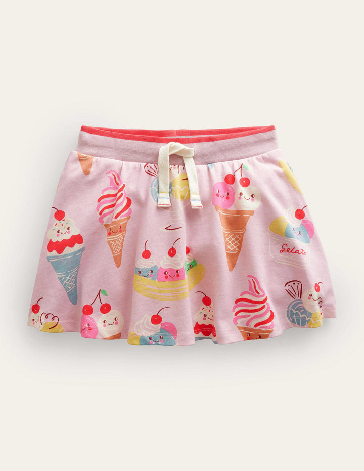 Printed Jersey Skort-Pink Ice Creams