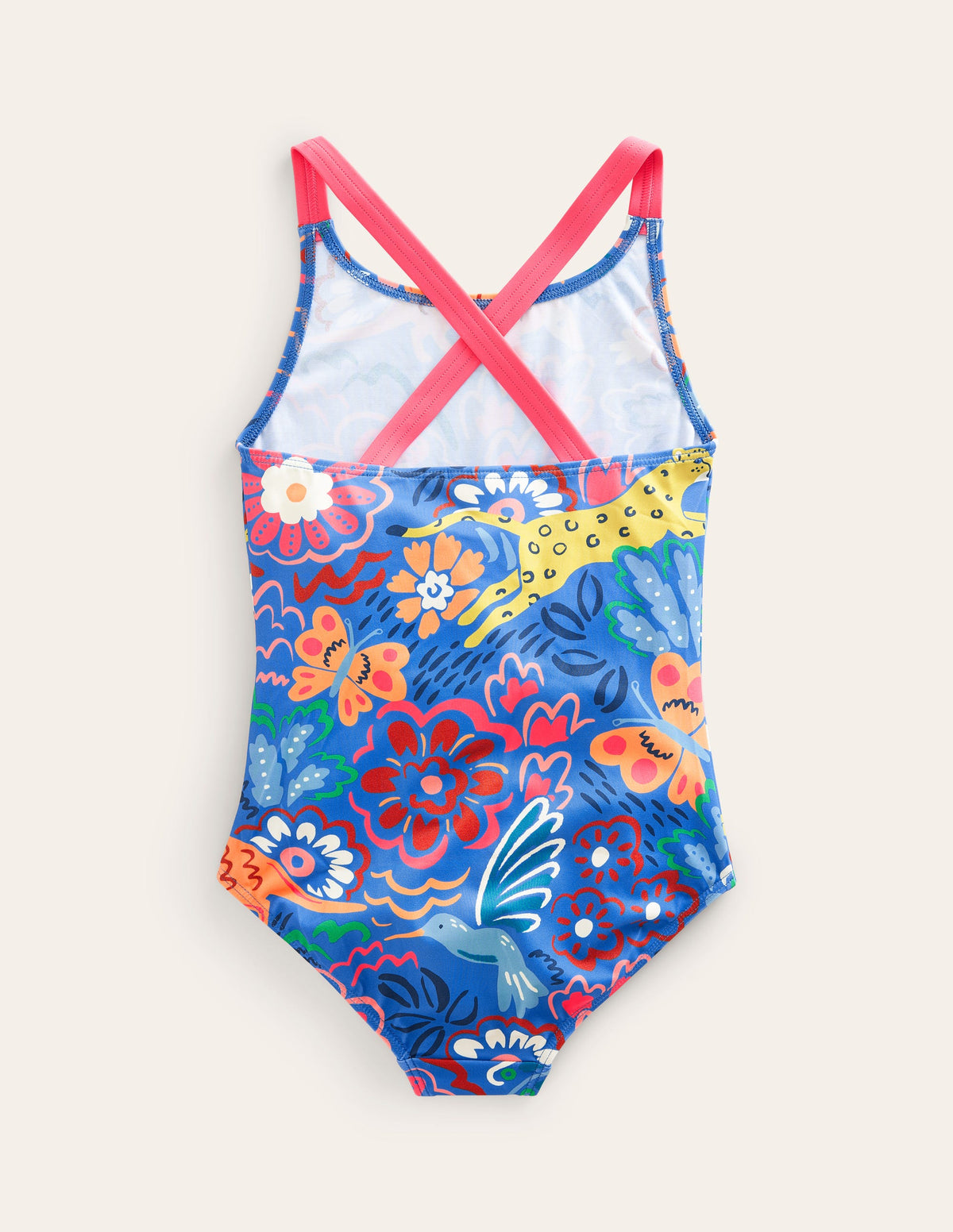 Cross-back Printed Swimsuit-Blue Leopard Safari - Image 2