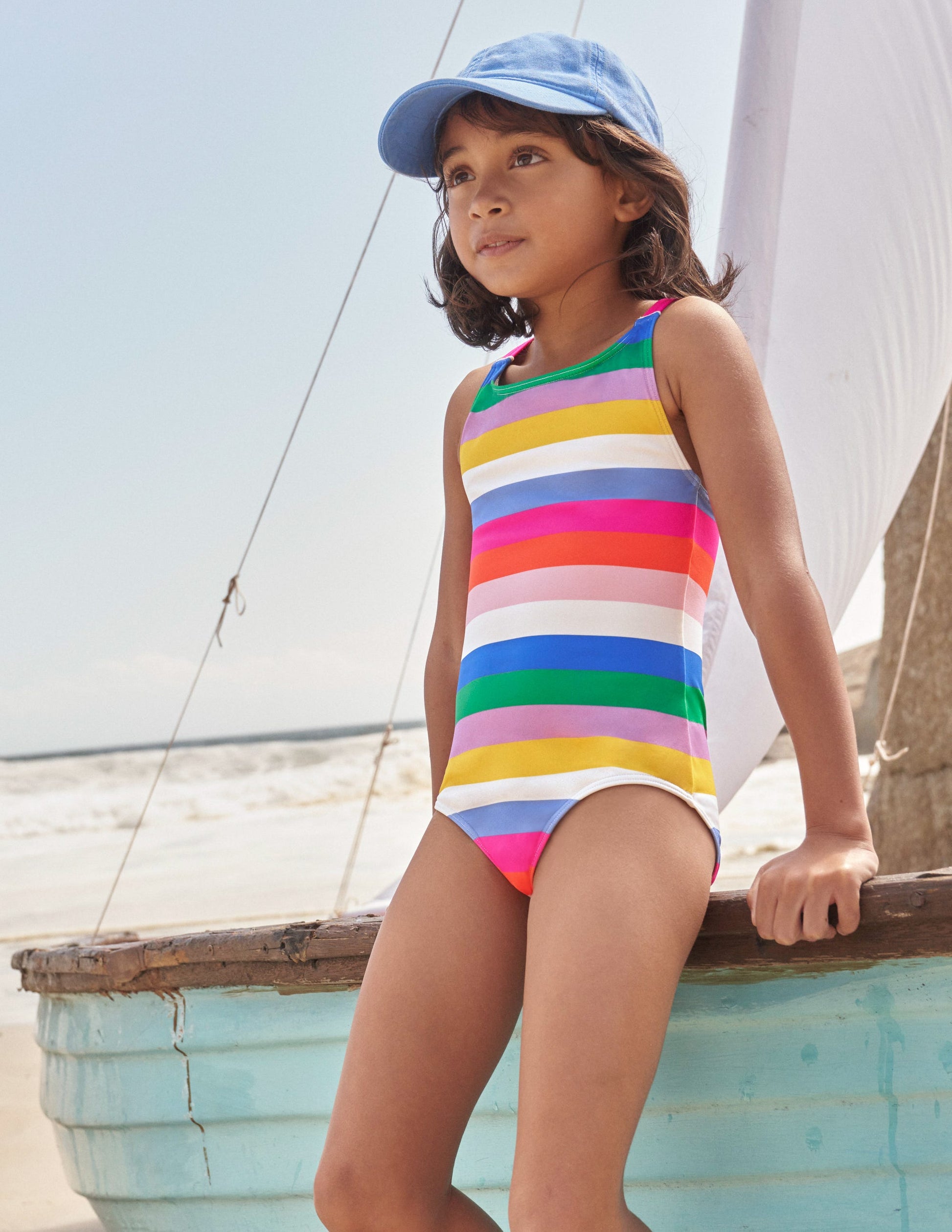 Cross-back Printed Swimsuit-Rainbow Multi-4