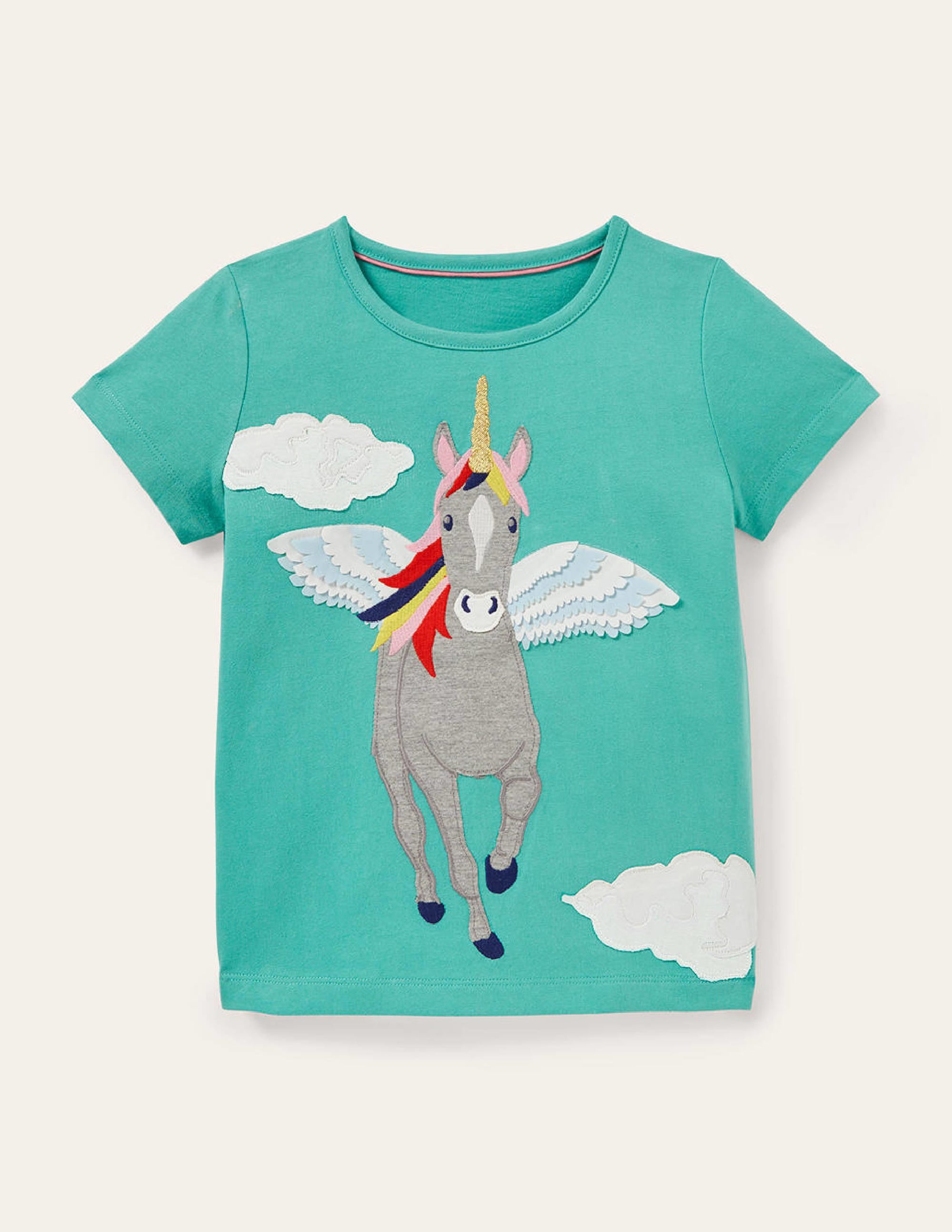 Front and Back T shirt-Dragonfly Green Flying Unicorn - Image 1