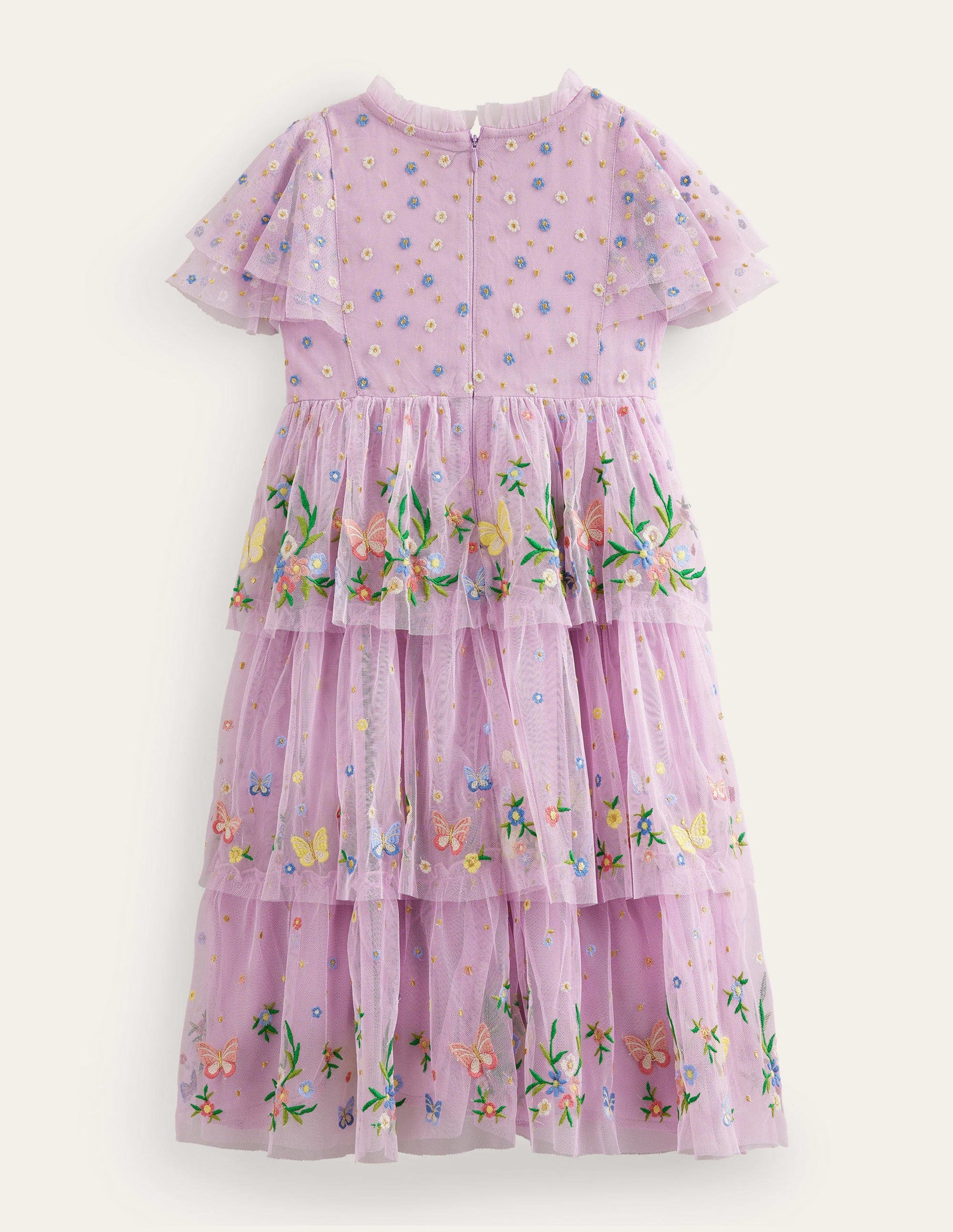 Tulle Embroidered Party Dress-Pale Sweet Pea Purple-2