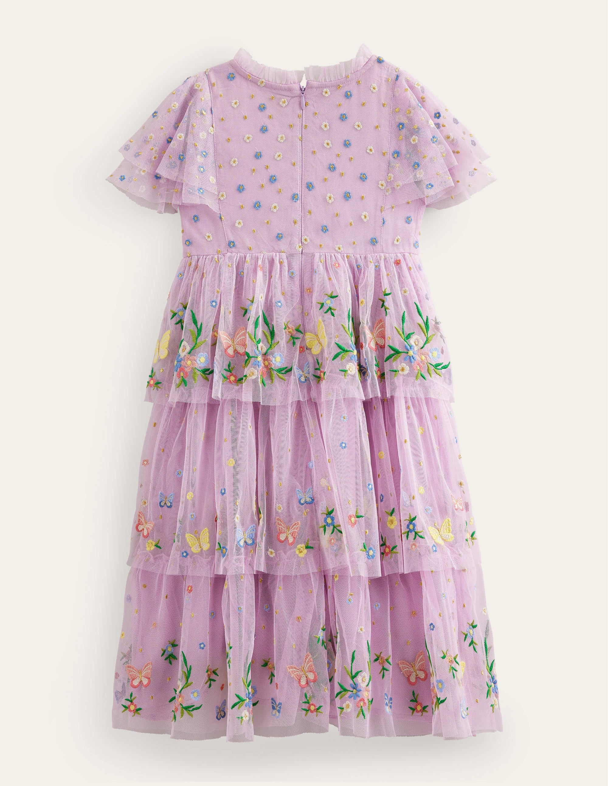 Tulle Embroidered Party Dress-Pale Sweet Pea Purple - Image 2