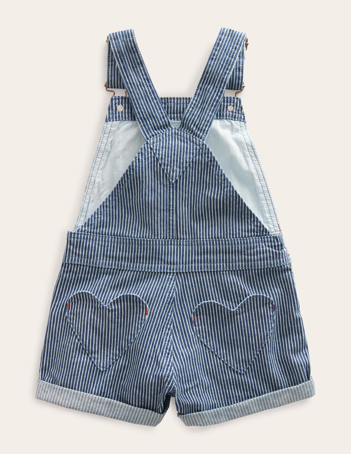 Heart Pocket Short Dungarees-Indigo Ticking - Image 2