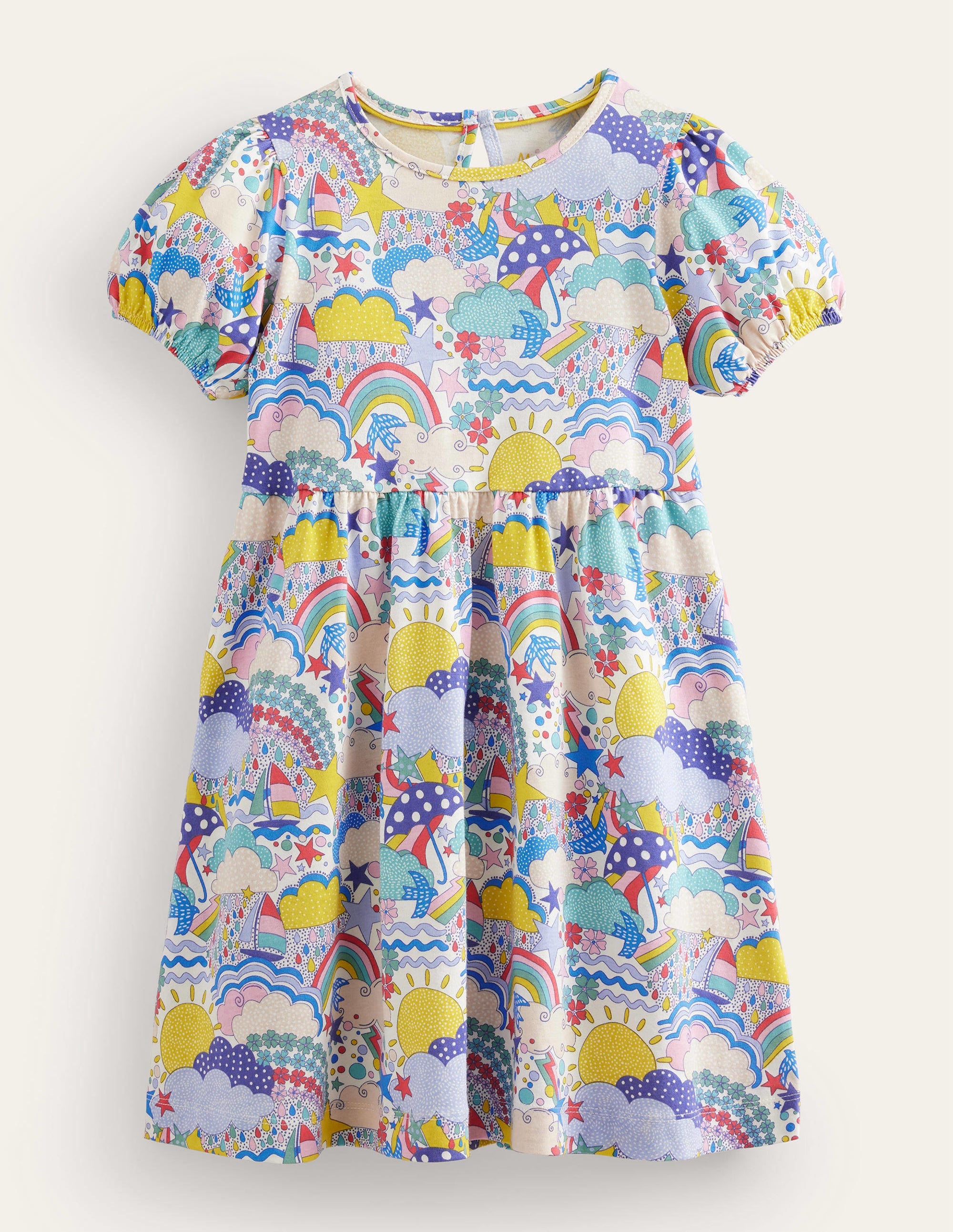 Puff Sleeve Jersey Dress-Multi Weather - Image 1
