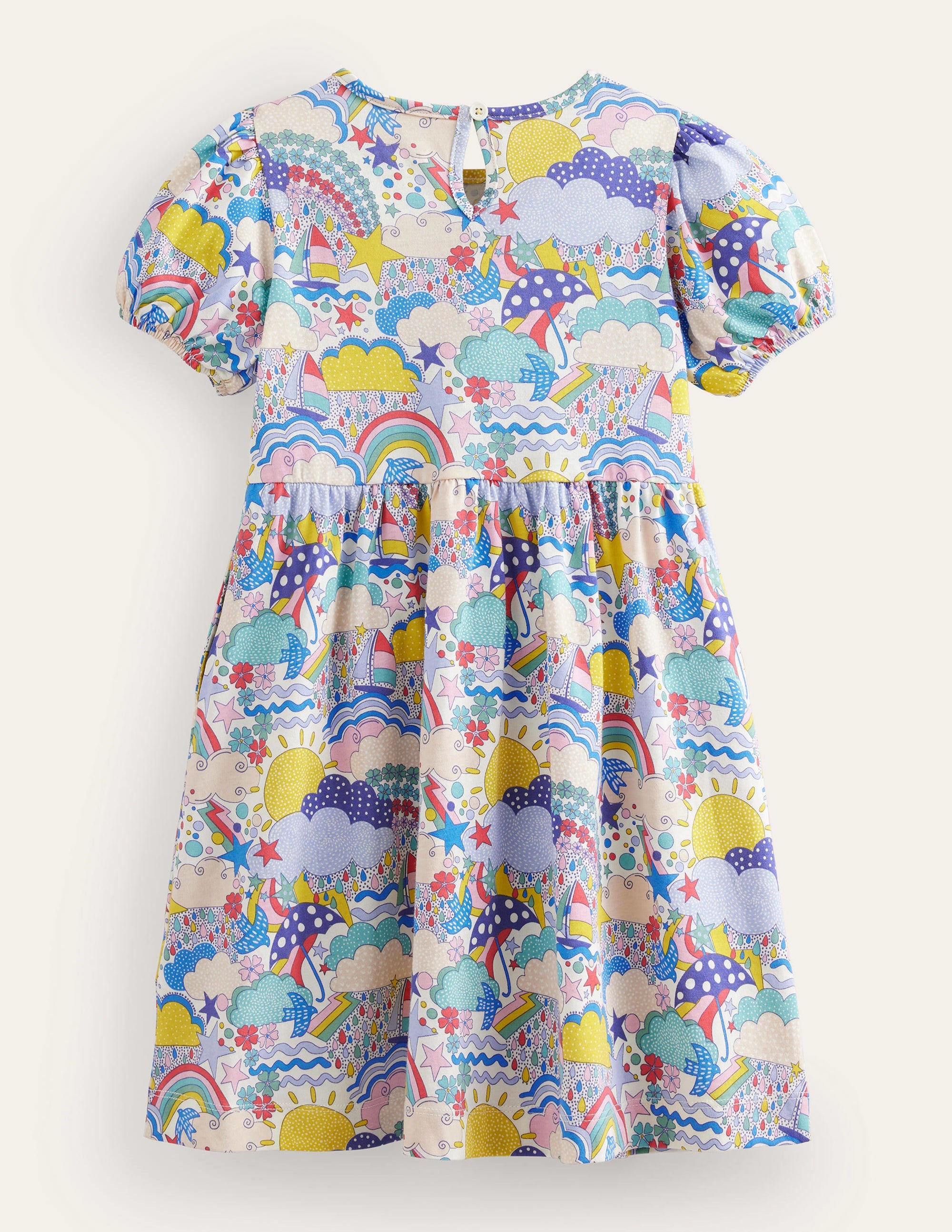 Puff Sleeve Jersey Dress-Multi Weather - Image 2
