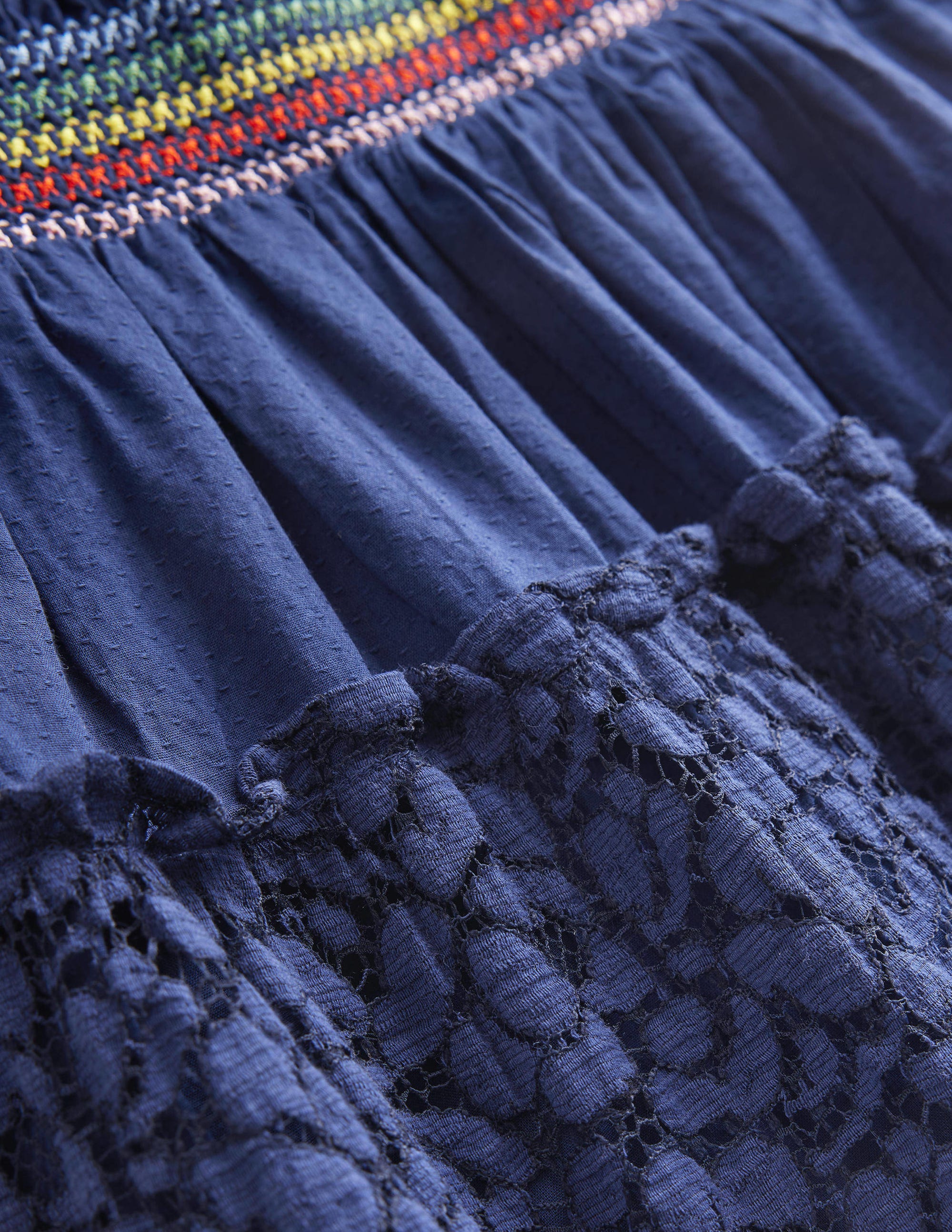 Smocked Tiered Midi Skirt-College Navy - Image 3