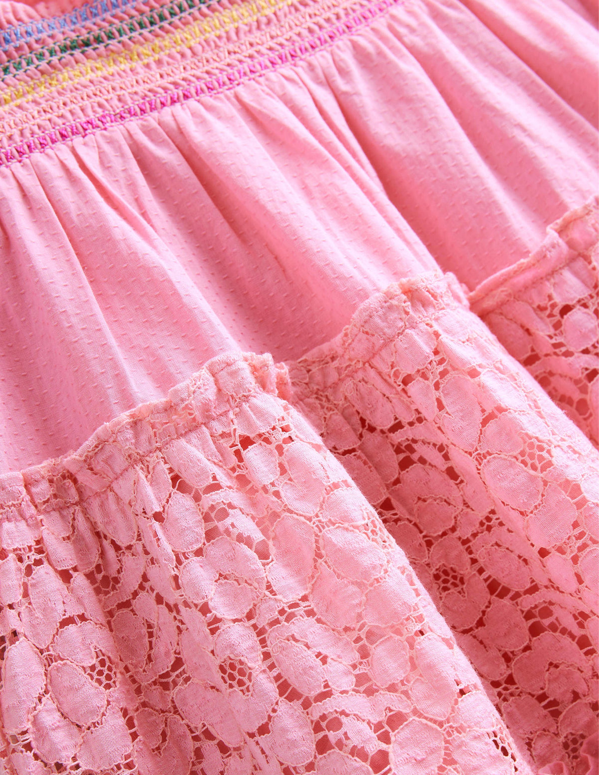 Smocked Tiered Midi Skirt-Formica Pink-3