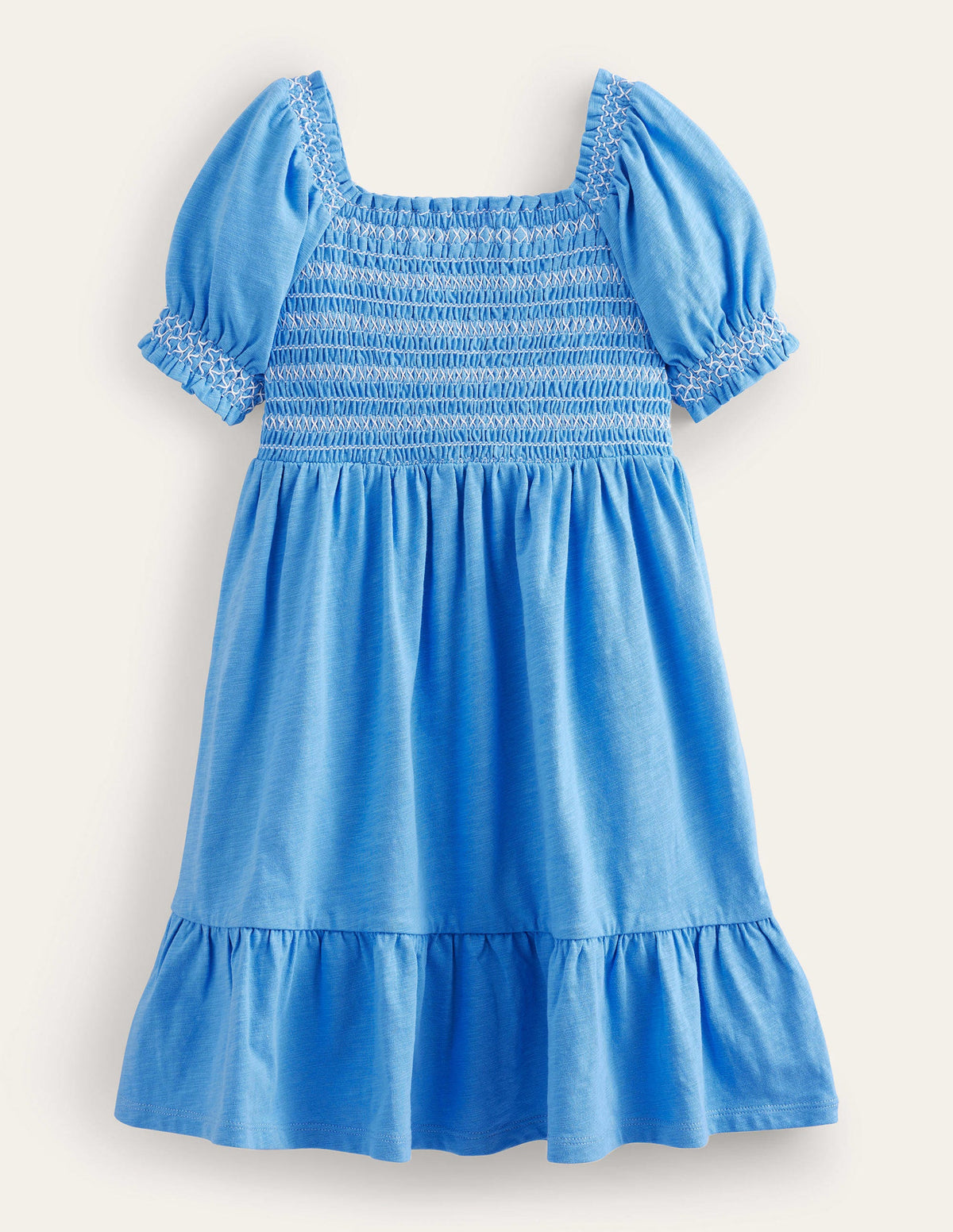 Shirred Holiday Dress-Penzance Blue - Image 1