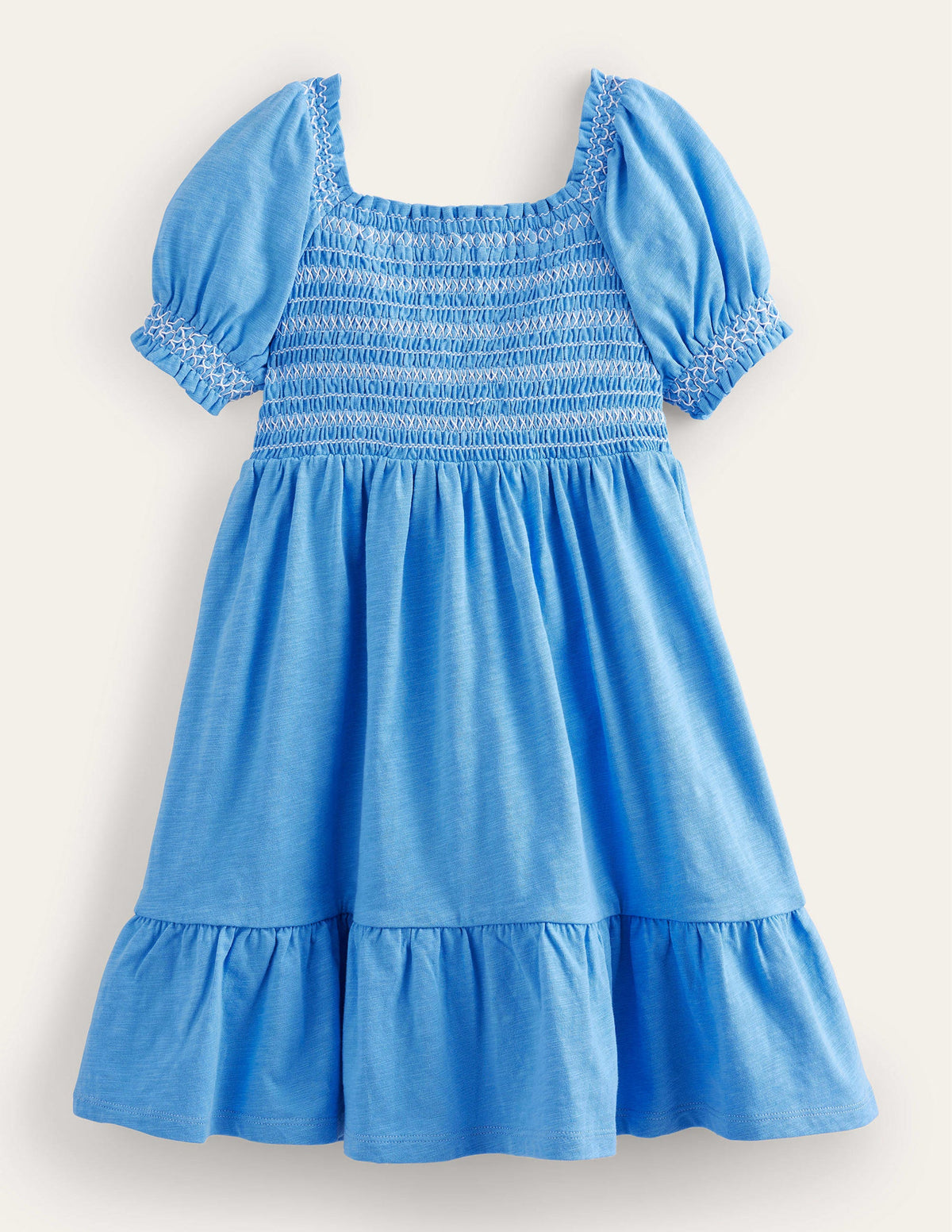 Shirred Holiday Dress-Penzance Blue-2