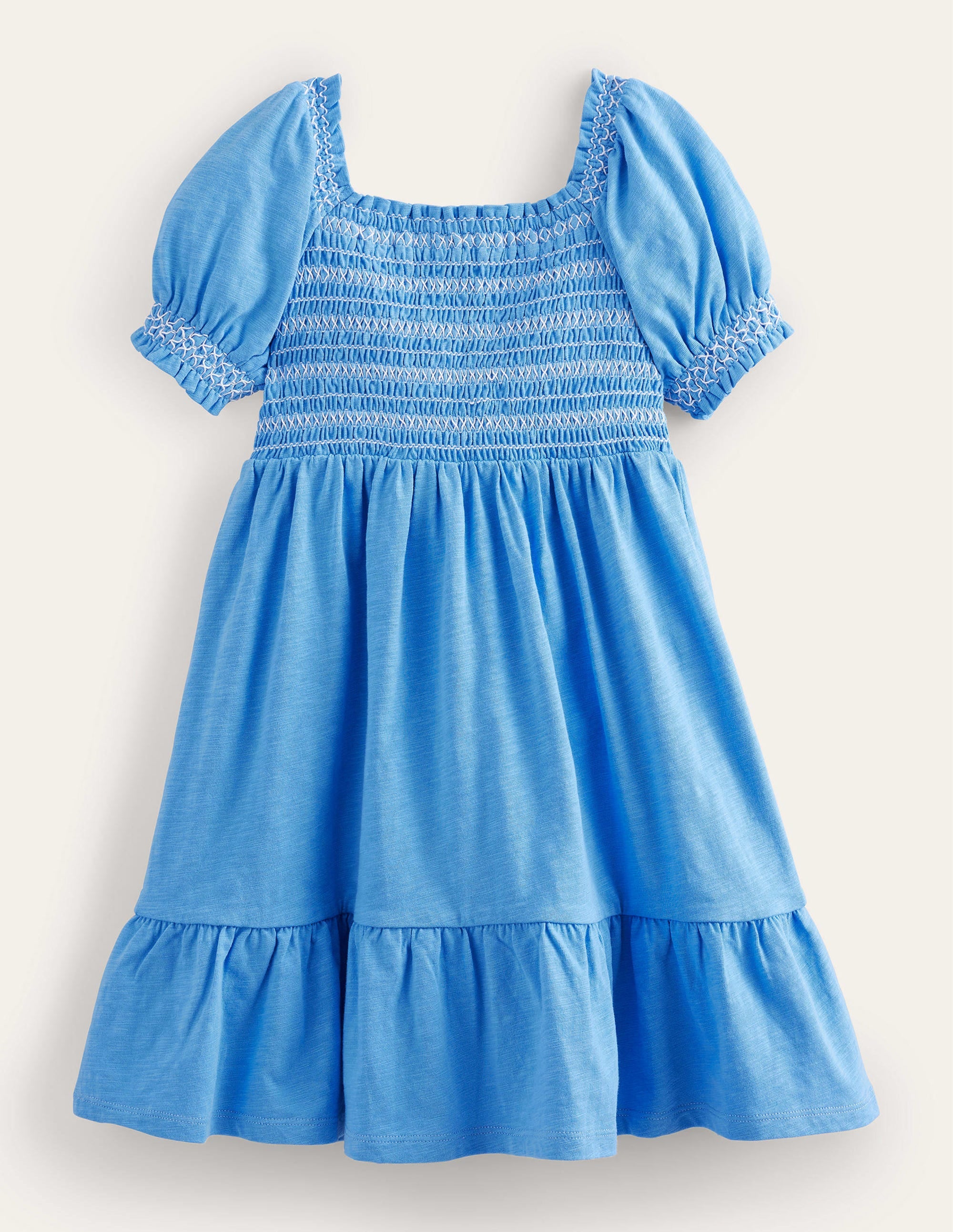 Shirred Holiday Dress-Penzance Blue - Image 2
