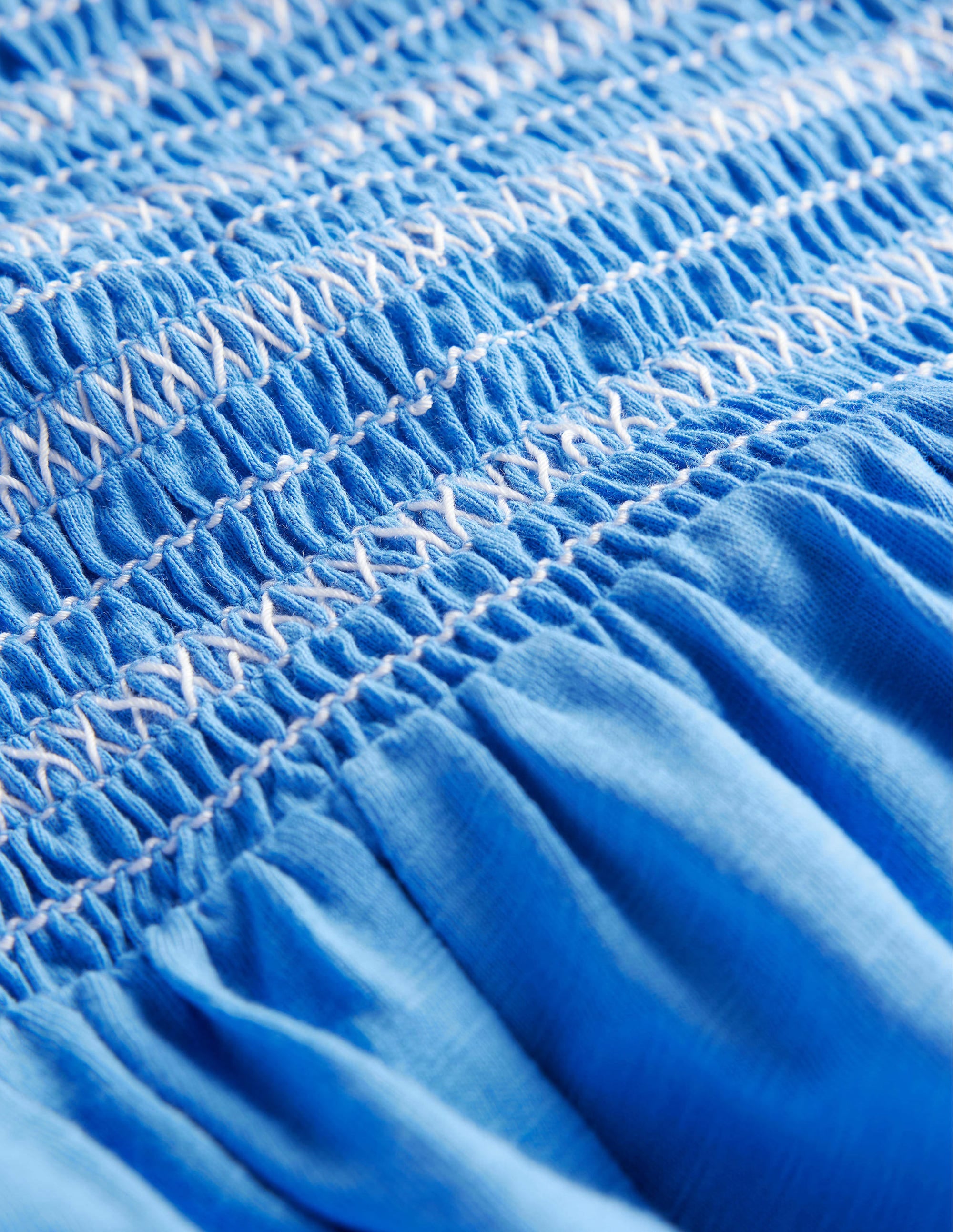 Shirred Holiday Dress-Penzance Blue - Image 3