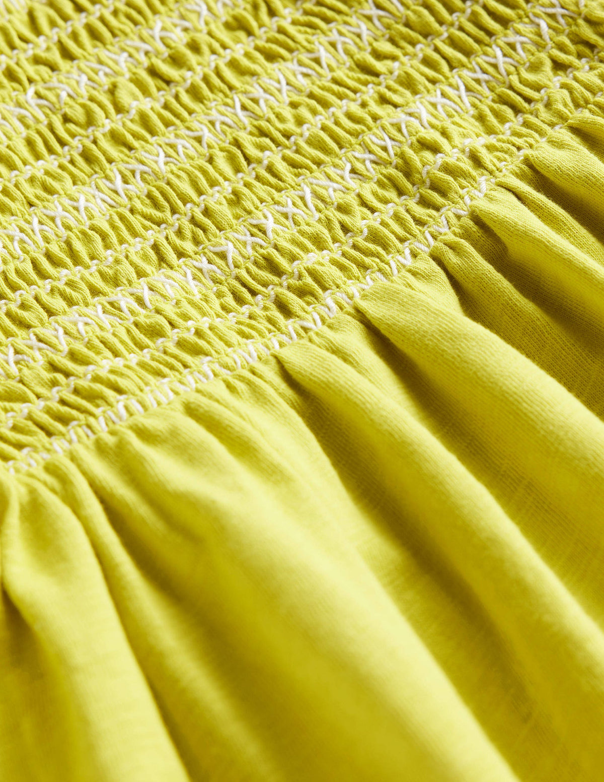 Shirred Holiday Dress-Gooseberry Yellow - Image 3