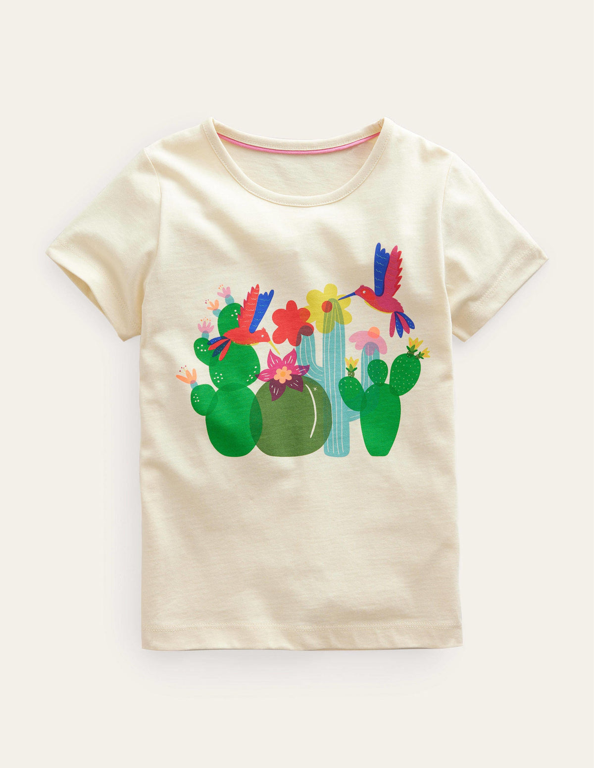 Printed Graphic T-Shirt-Dorset Cream Birds - Image 1