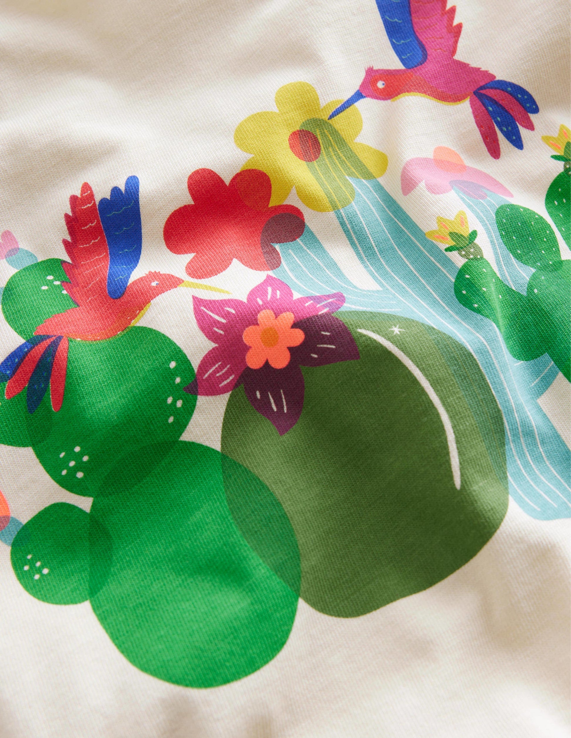 Printed Graphic T-Shirt-Dorset Cream Birds-3