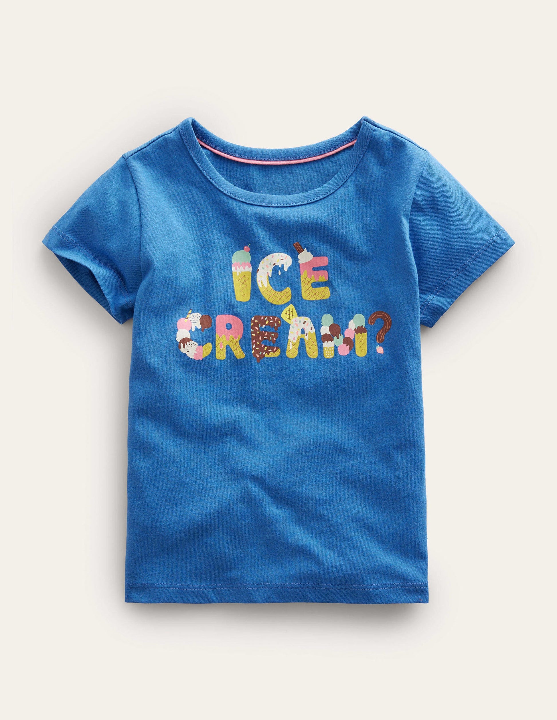 Printed Graphic T-Shirt-Delft Blue Ice Cream-1