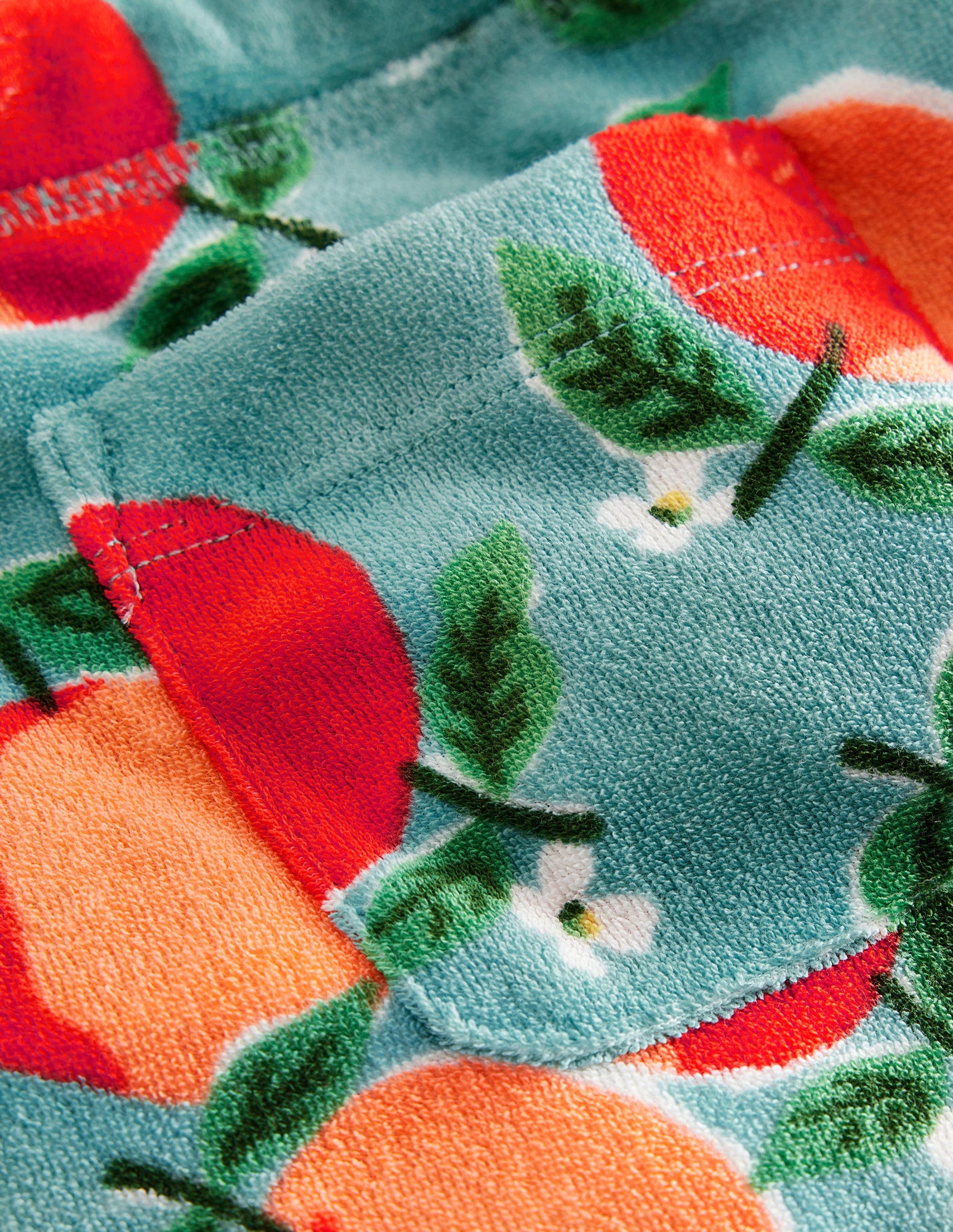 Printed Towelling Shorts-Aqua Blue Oranges-3