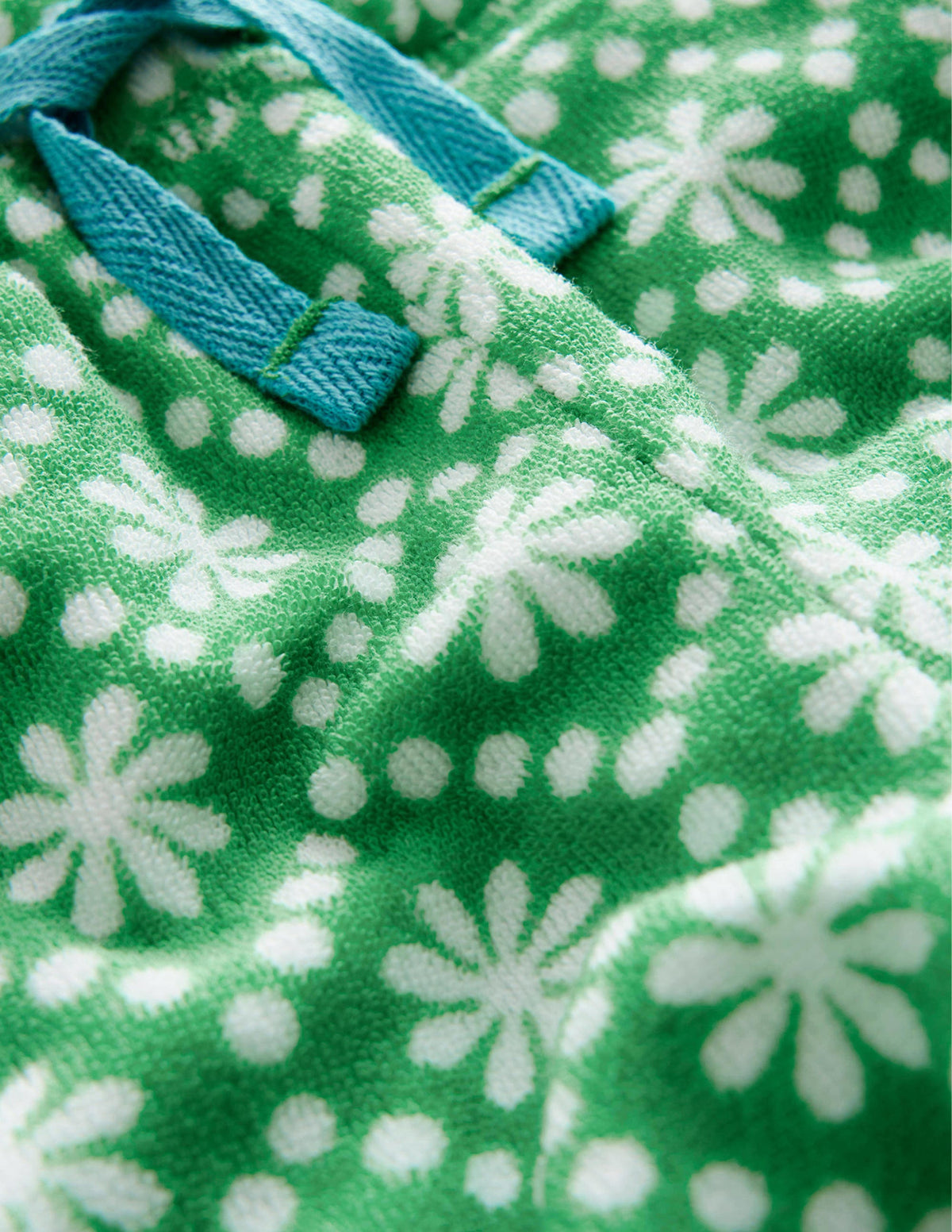 Printed Towelling Shorts-School Green Daisies-3