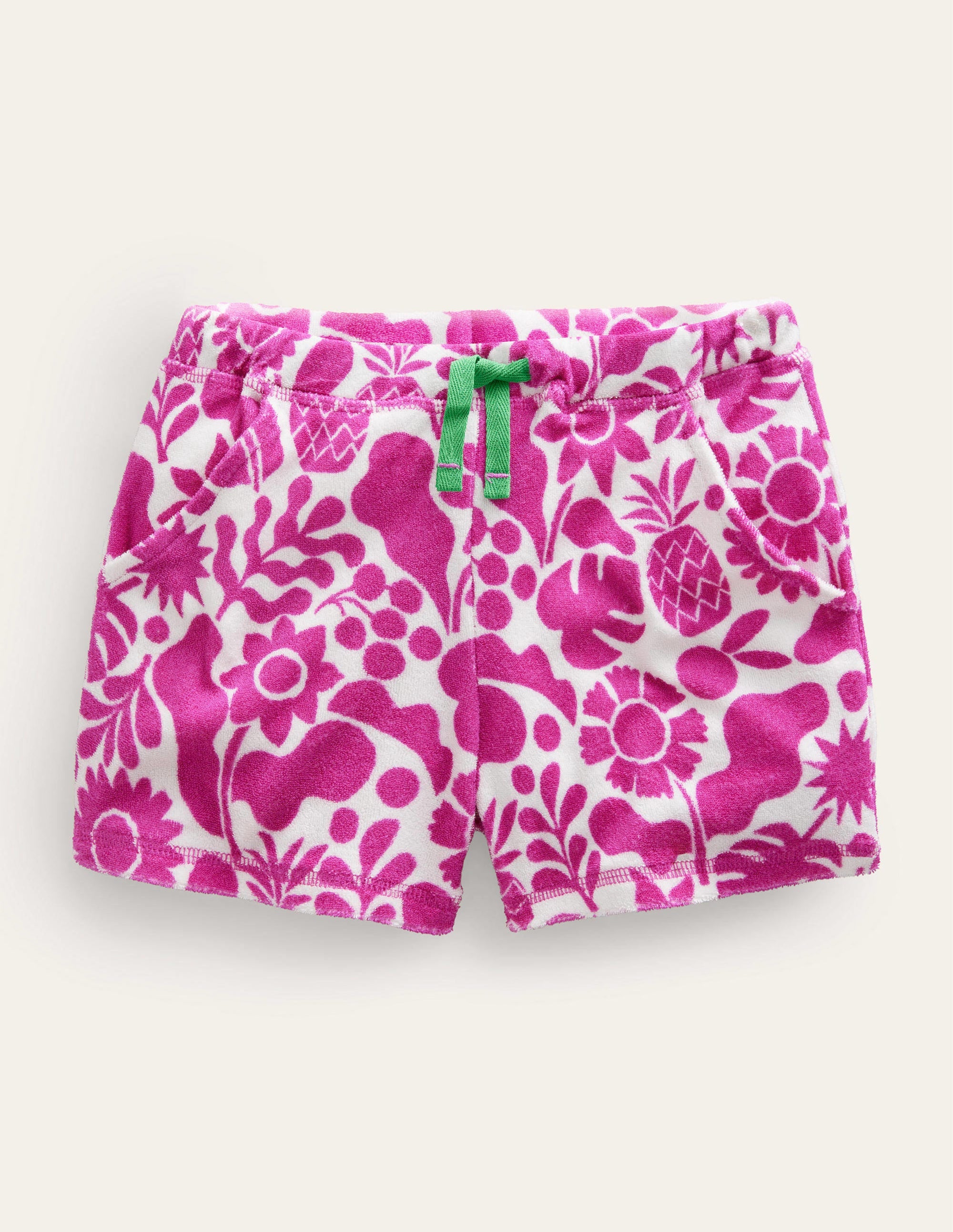 Printed Towelling Shorts-Amazing Pink Holiday Floral - Image 1
