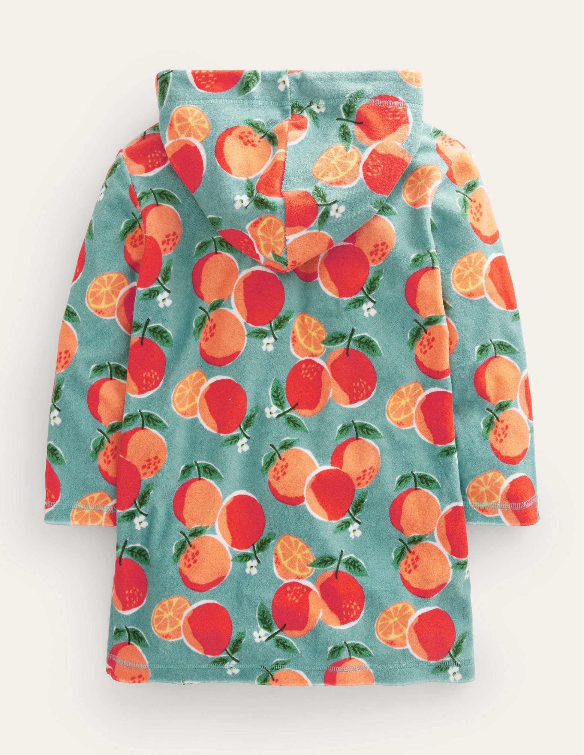 Pattern Towelling Beach Dress-Aqua Blue Oranges-2