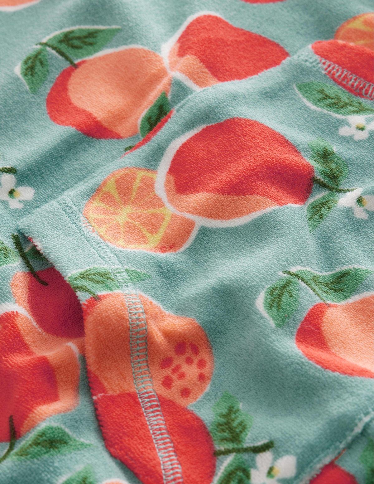 Pattern Towelling Beach Dress-Aqua Blue Oranges - Image 3