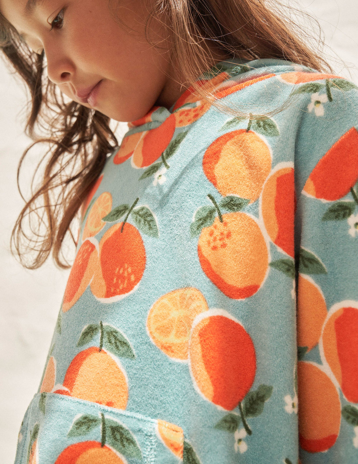 Pattern Towelling Beach Dress-Aqua Blue Oranges - Image 5
