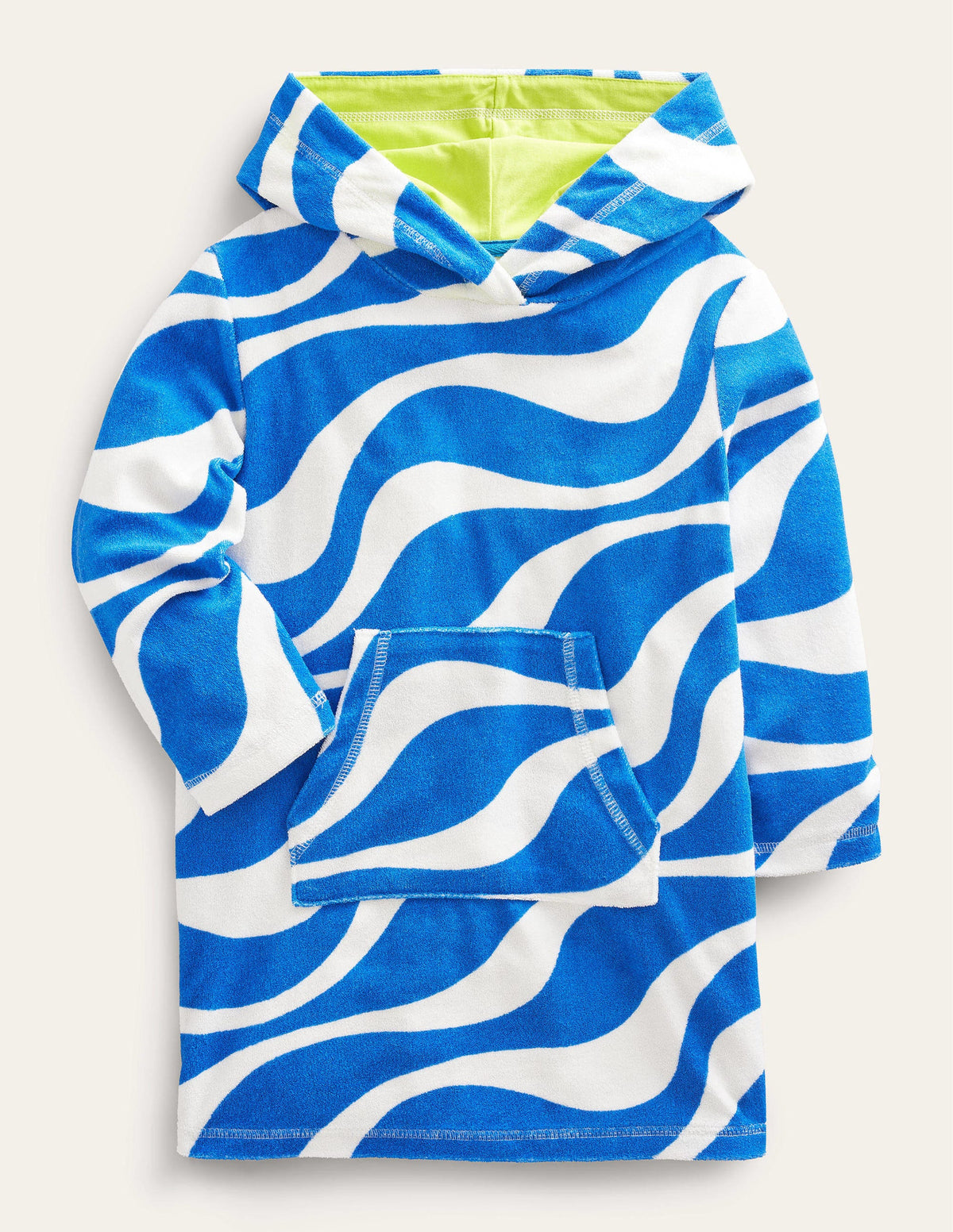 Pattern Towelling Beach Dress-Cabana Blue Waves - Image 1