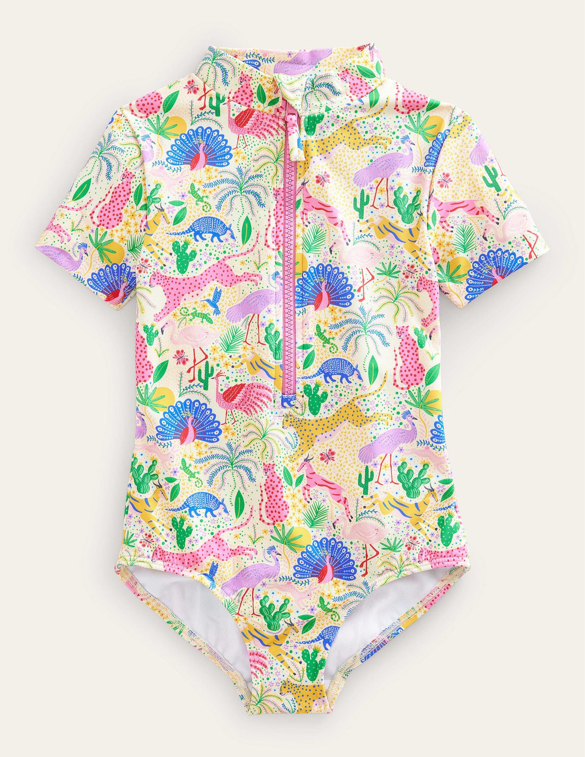 Short-sleeved Swimsuit-Multi Leopard Jungle-1
