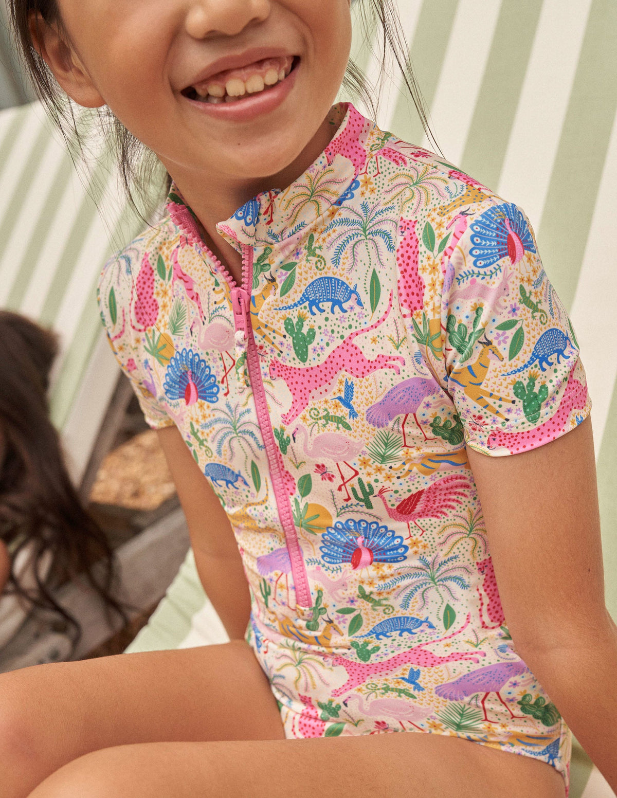 Short-sleeved Swimsuit-Multi Leopard Jungle-4