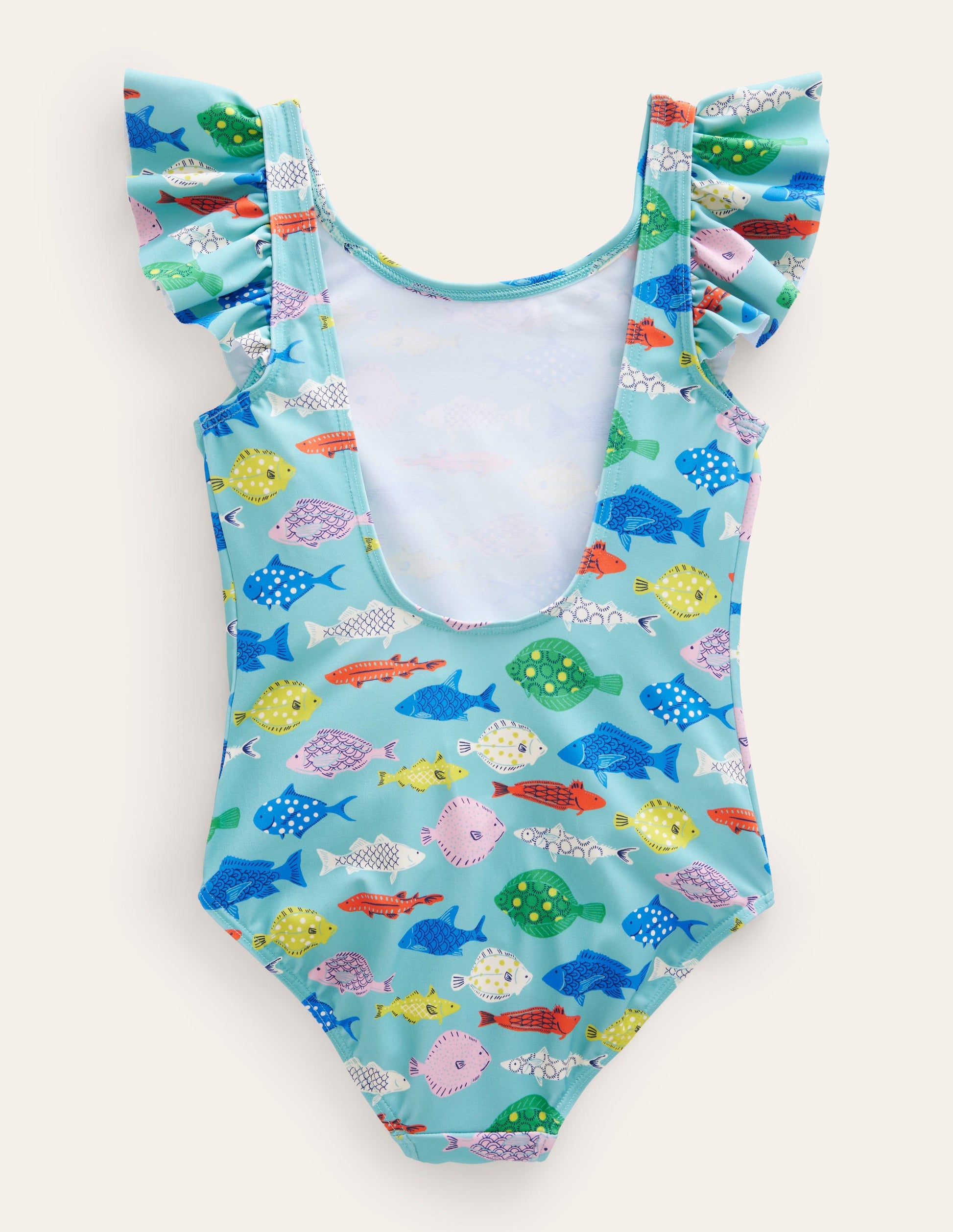 Flutter Sleeve Swimsuit-Aqua Sea Multi Fish-2