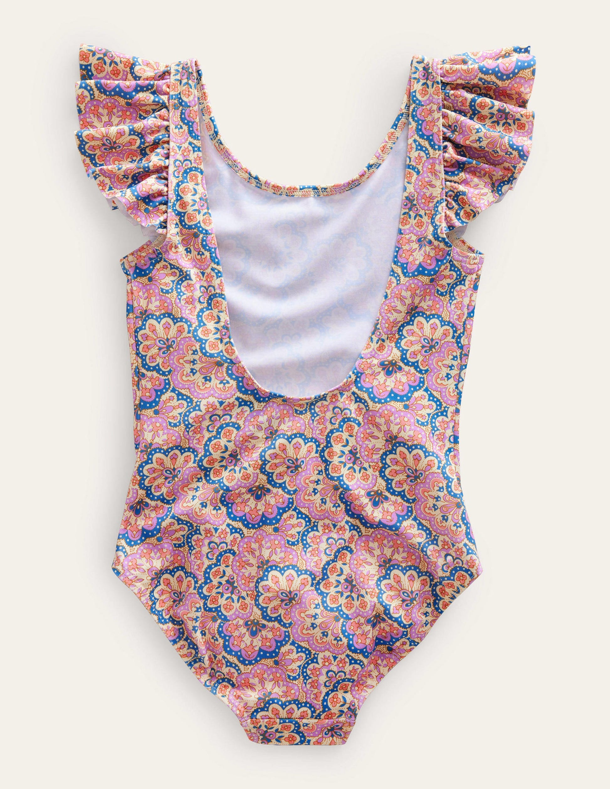 Flutter Sleeve Swimsuit-Lupin Peach Sorbet Paisley-2