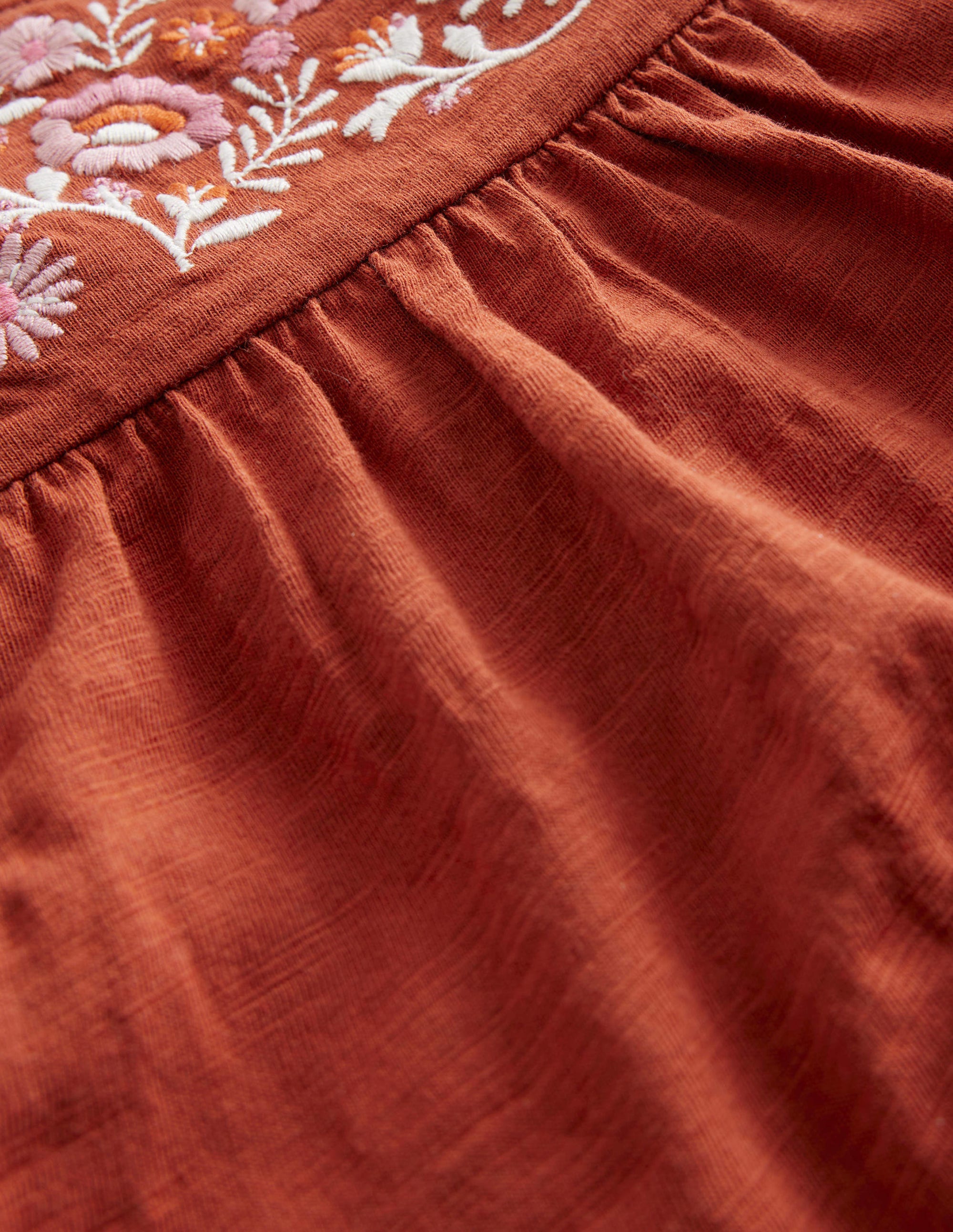 Embroidered Jersey Top-Roasted Chestnut Brown - Image 3