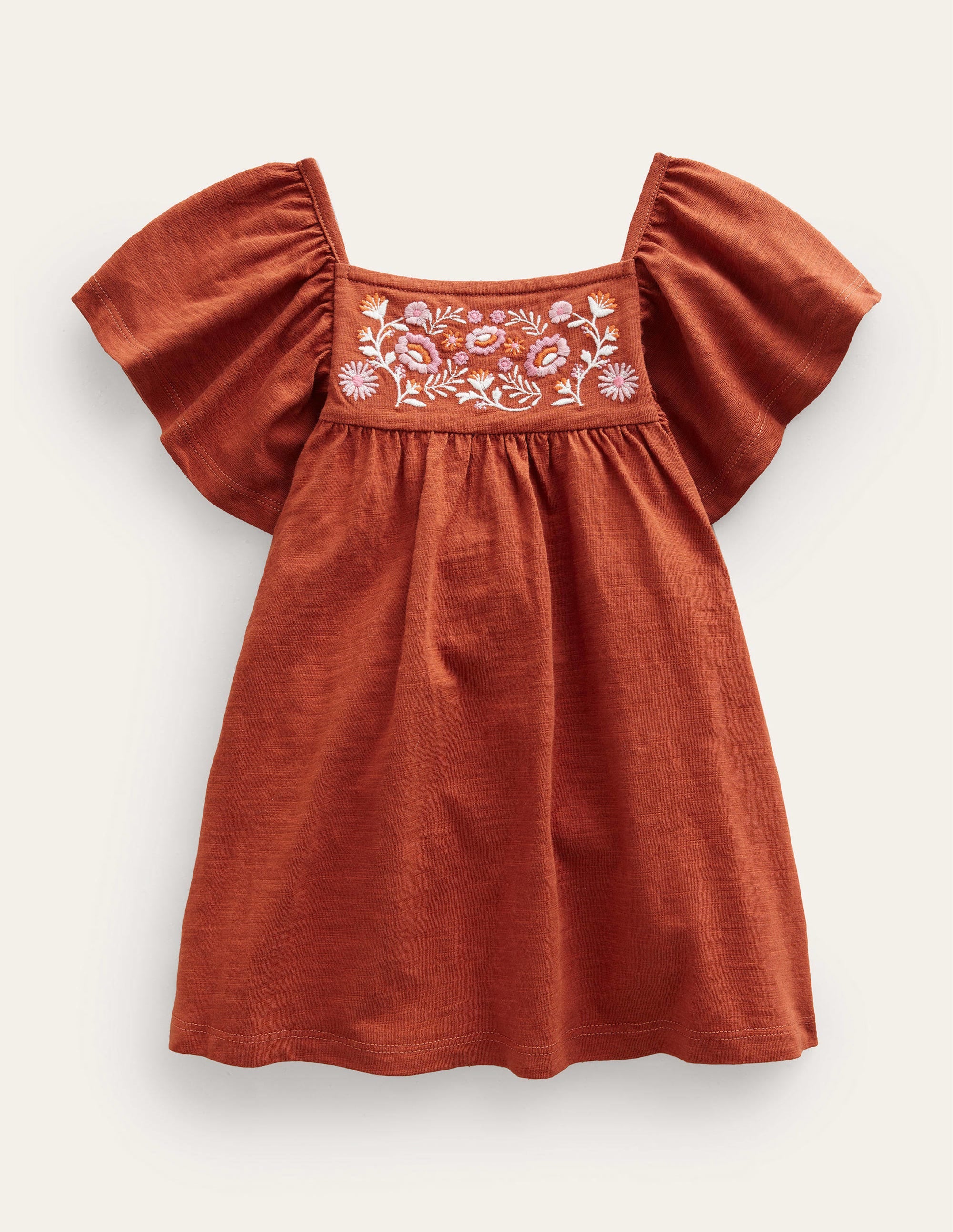 Embroidered Jersey Top-Roasted Chestnut Brown - Image 1