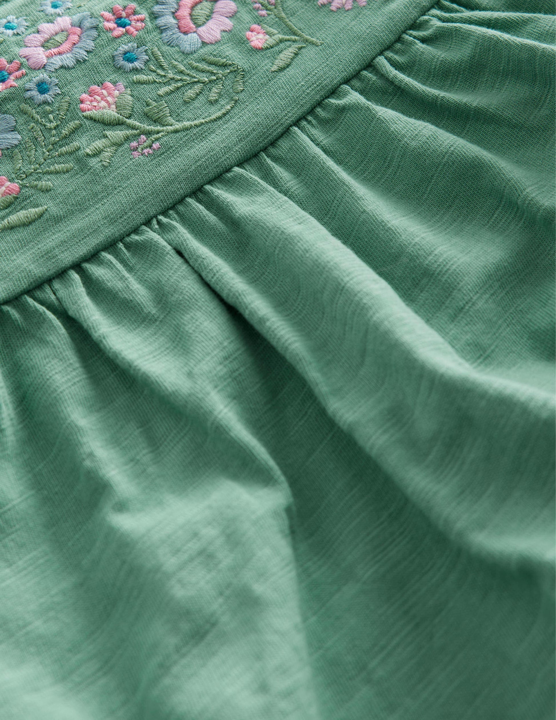Embroidered Jersey Top-Csarite Green-3