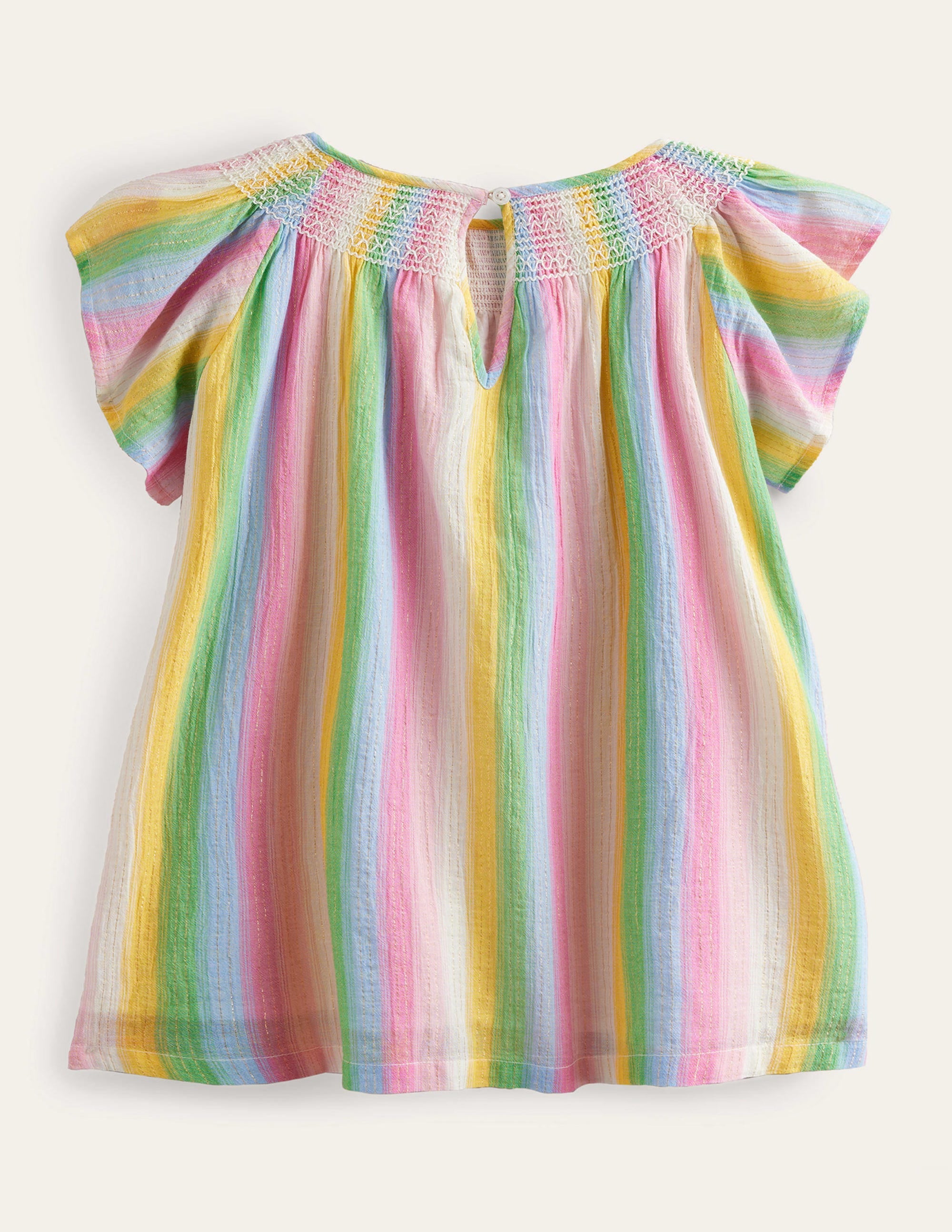 Woven Smocked Top-Rainbow Gradient Stripe - Image 2