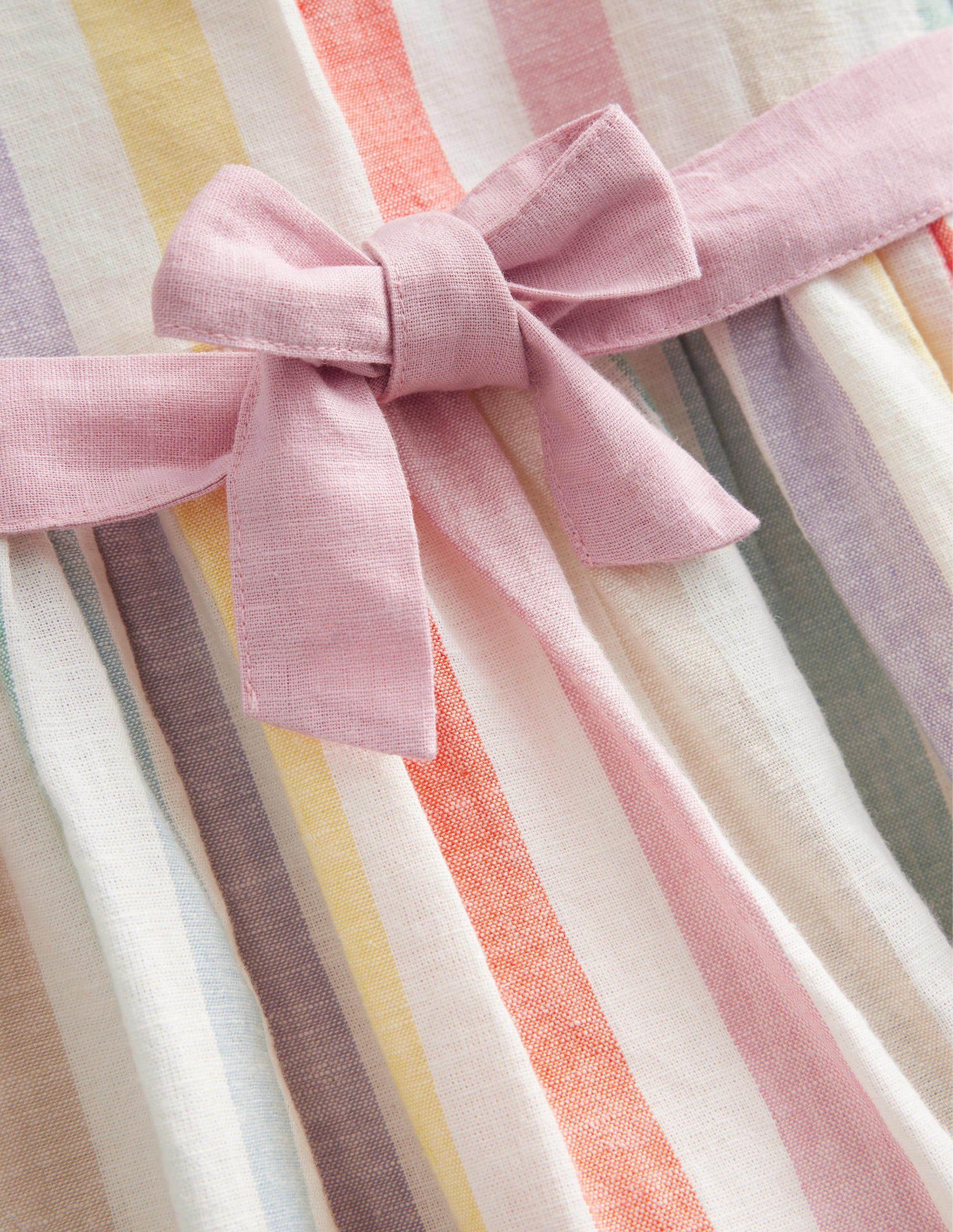 Cotton Linen Vintage Dress-Buttercup and Csarite Rainbow - Image 3