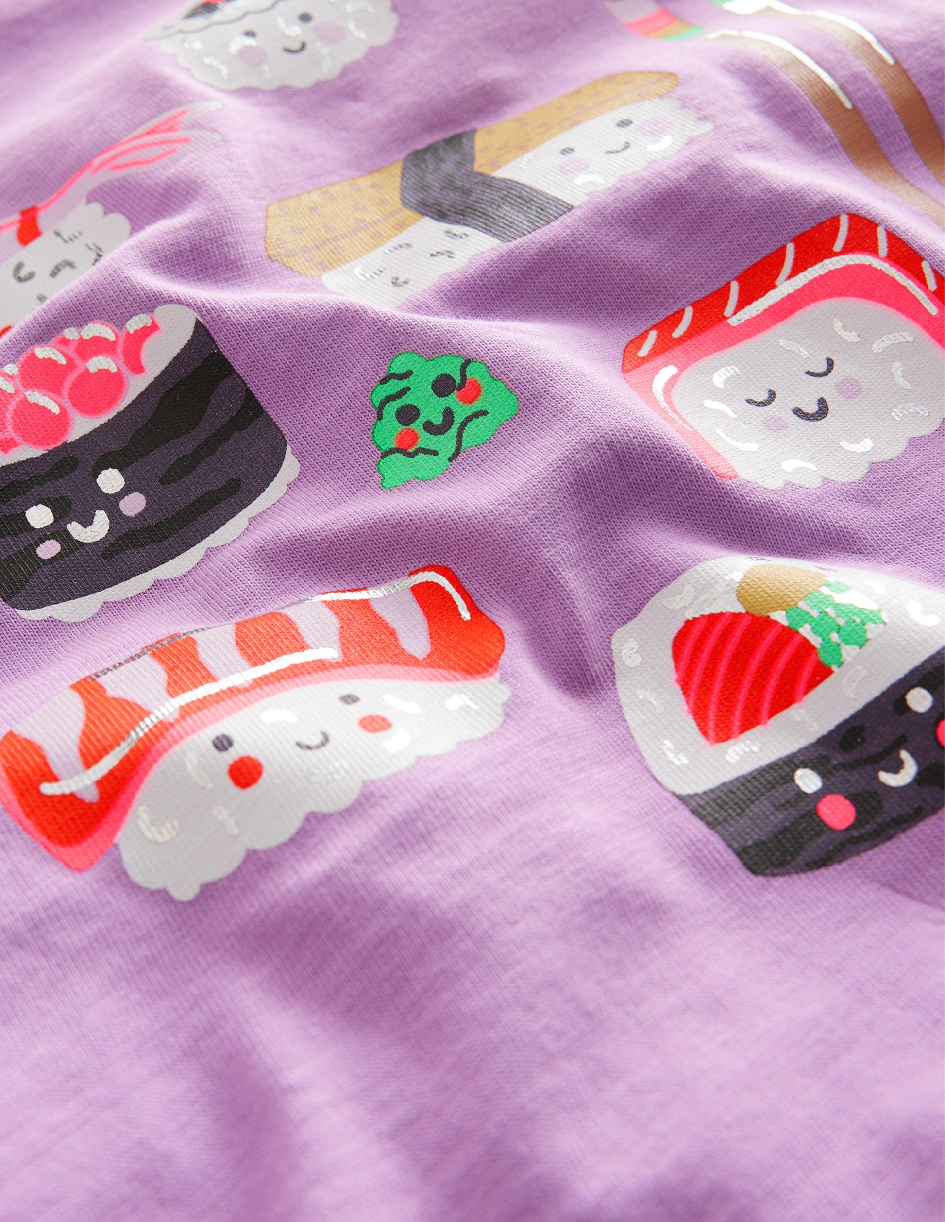Printed Graphic T-shirt-Lupin Purple Sushi-3