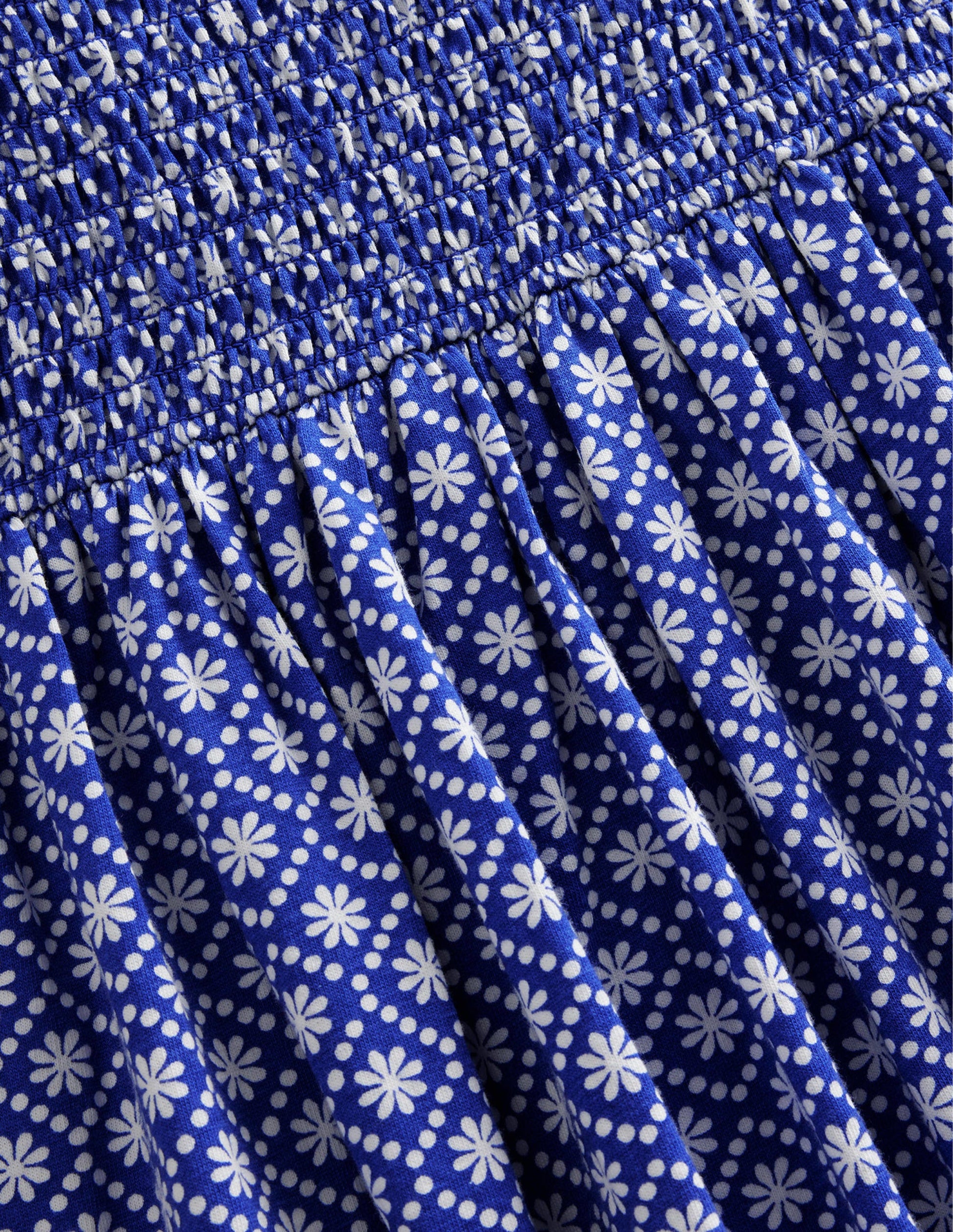 Shirred Jersey Dress-Blue Daisy-3