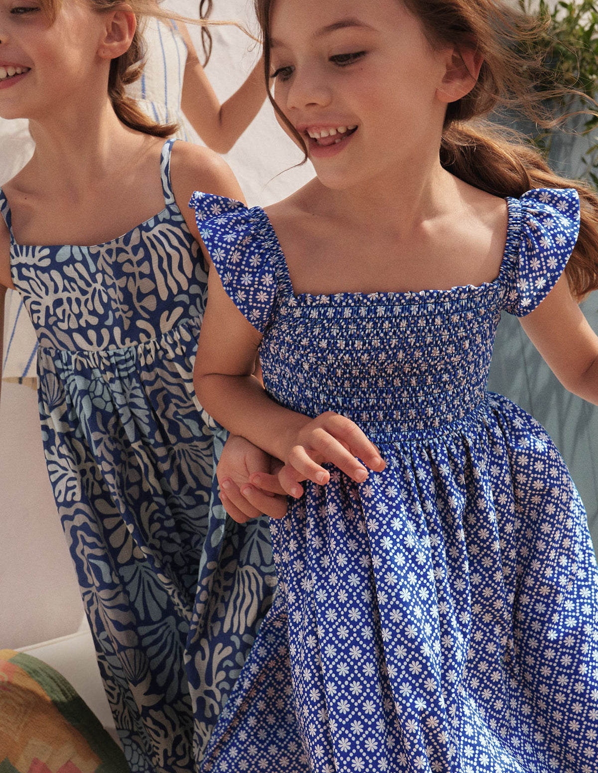 Shirred Jersey Dress-Blue Daisy - Image 4