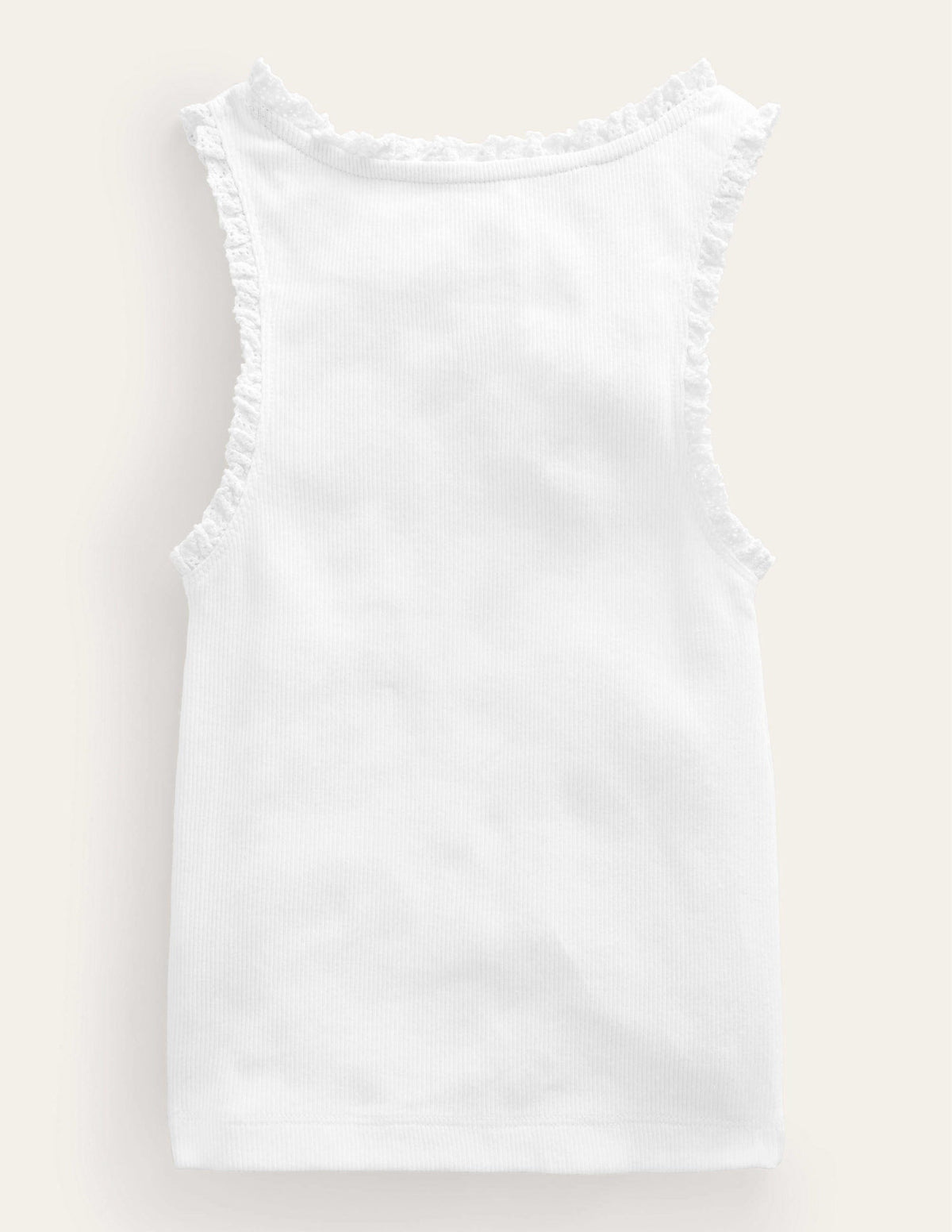 Ribbed Lace Trim Vest-White - Image 2