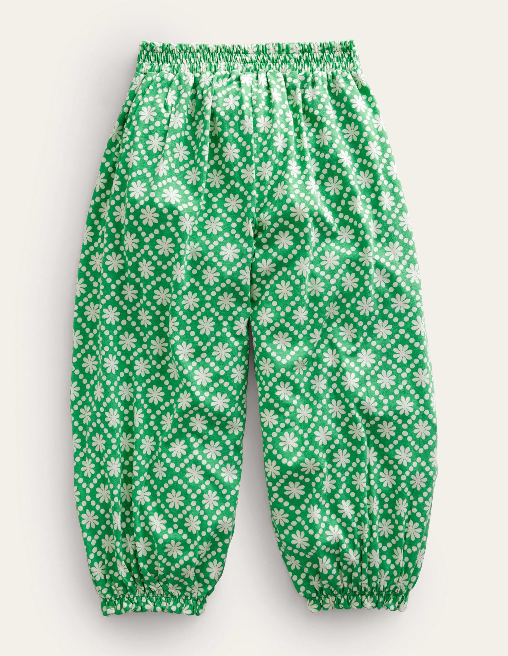 Jersey Harem Trousers-School Green Daisies-2